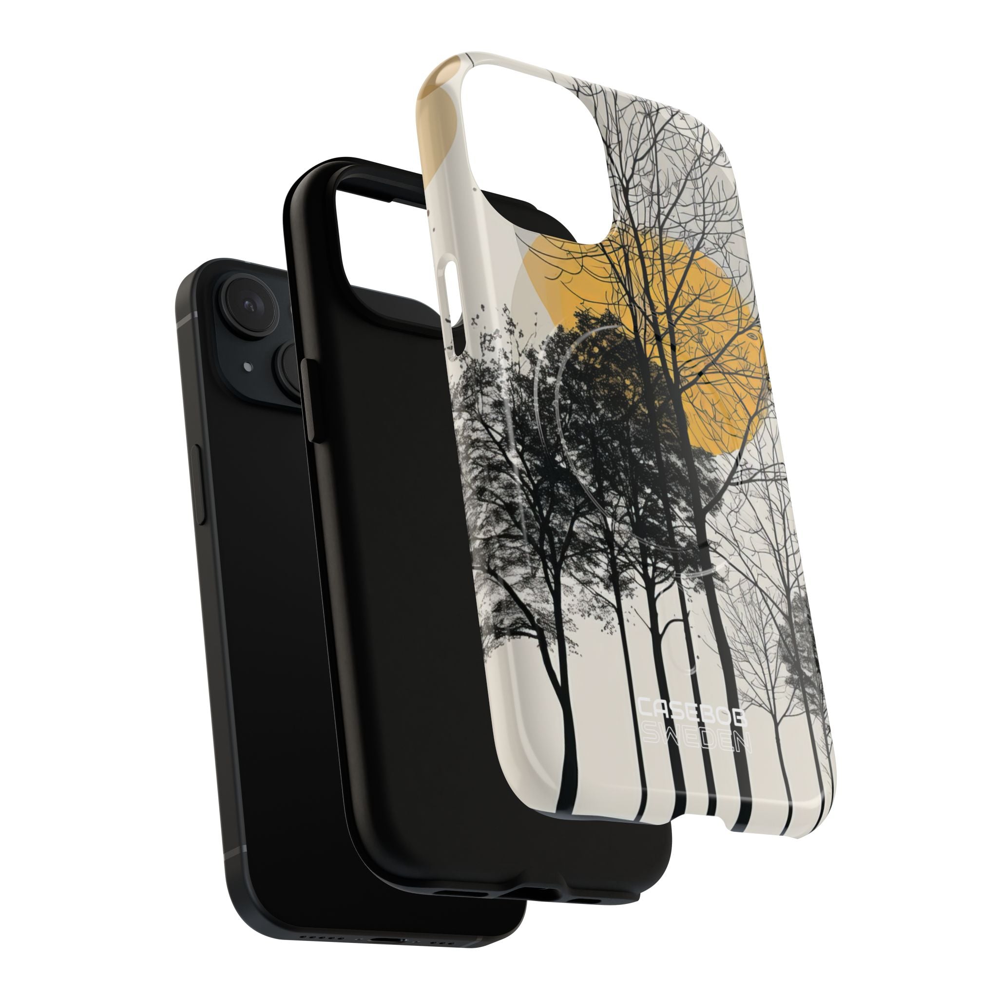 Silhouette della Foresta Dorata iPhone 15 - Tough+