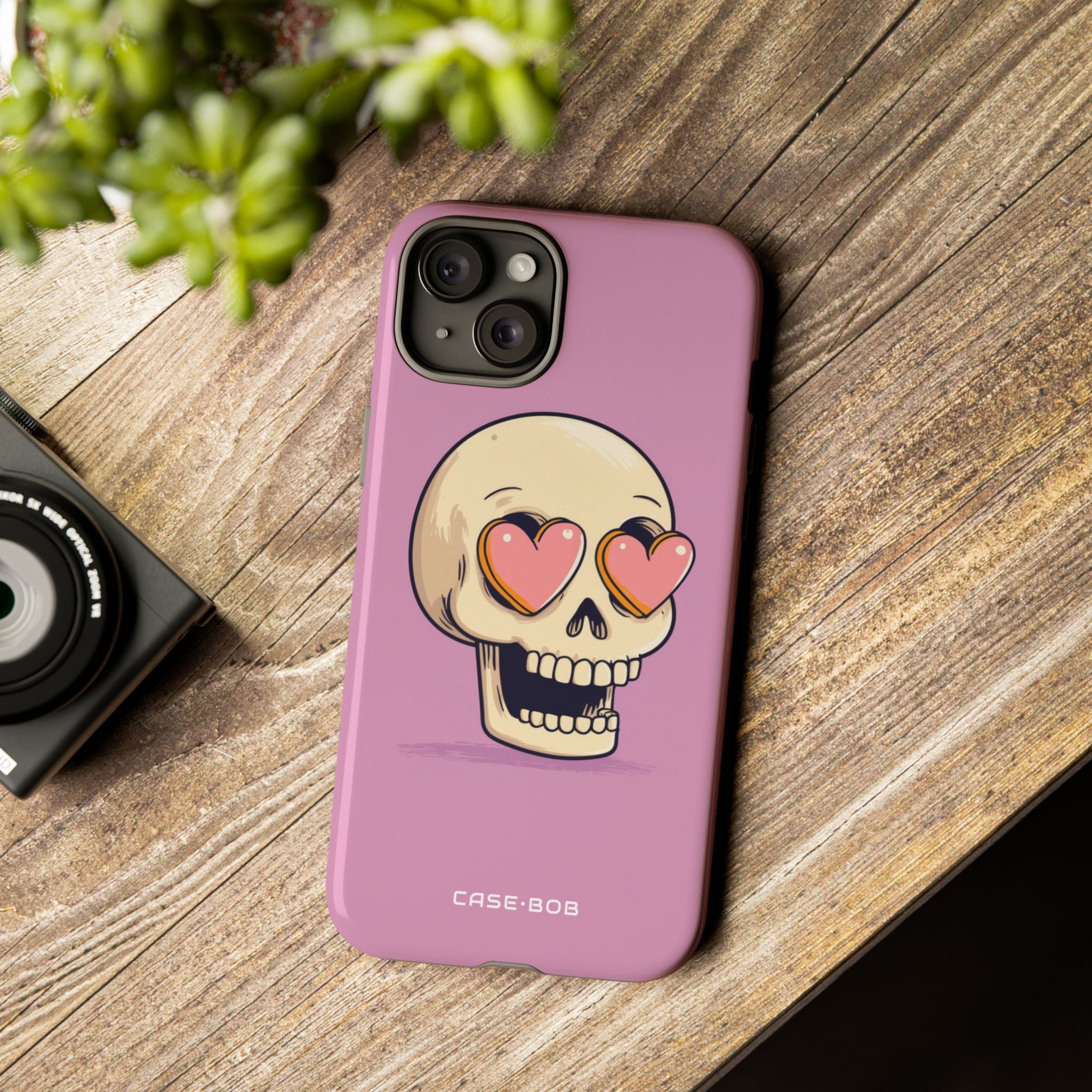 Heart Eyed Skull iPhone 15 Plus Case - Tough
