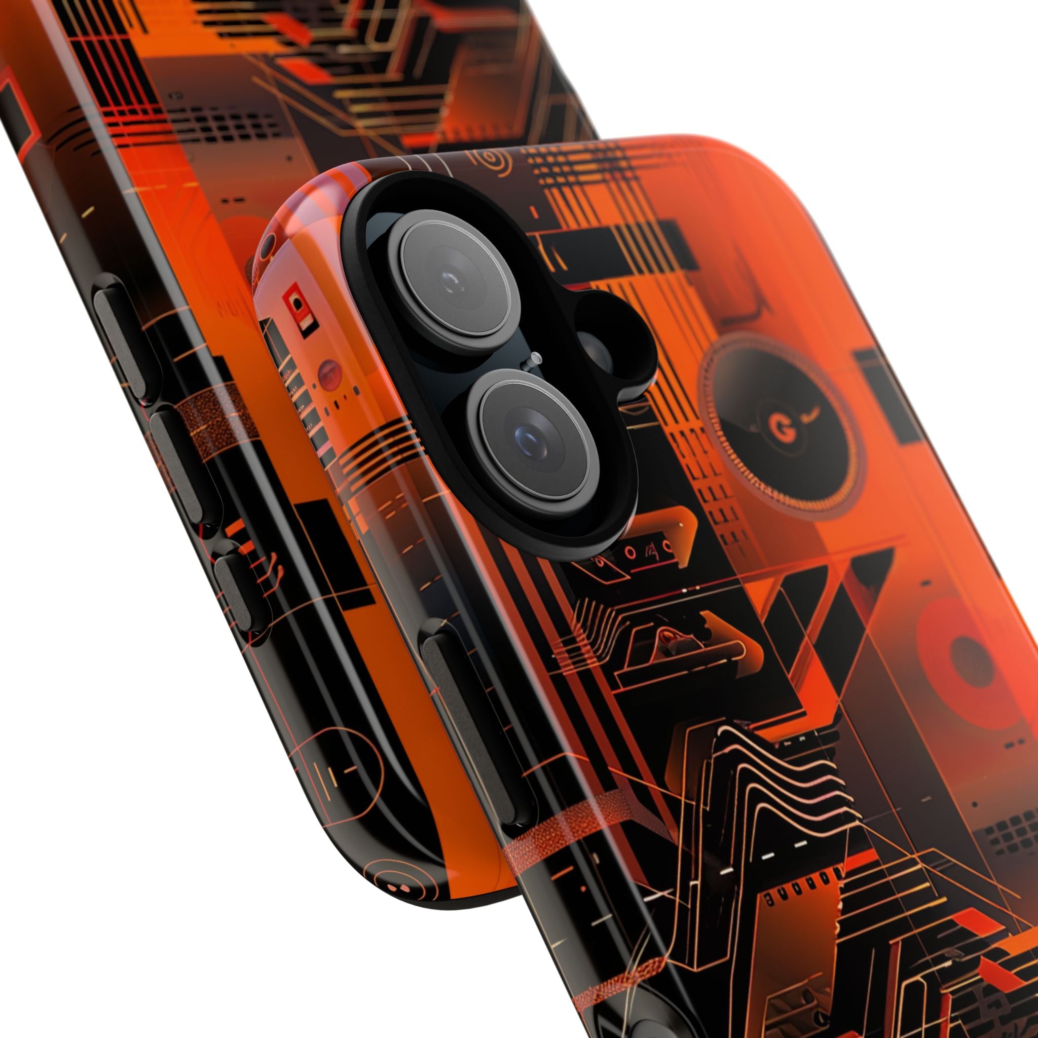 Orange Circuit Dreams iPhone 16 - Tough