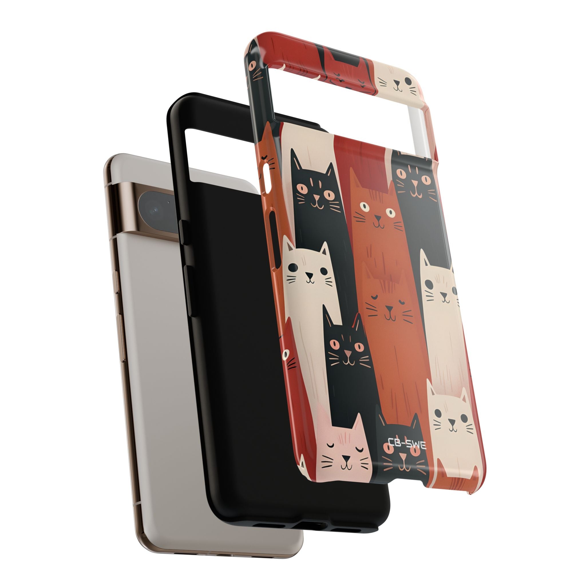 "Whimsical Cat Assembly" - Google Pixel Case