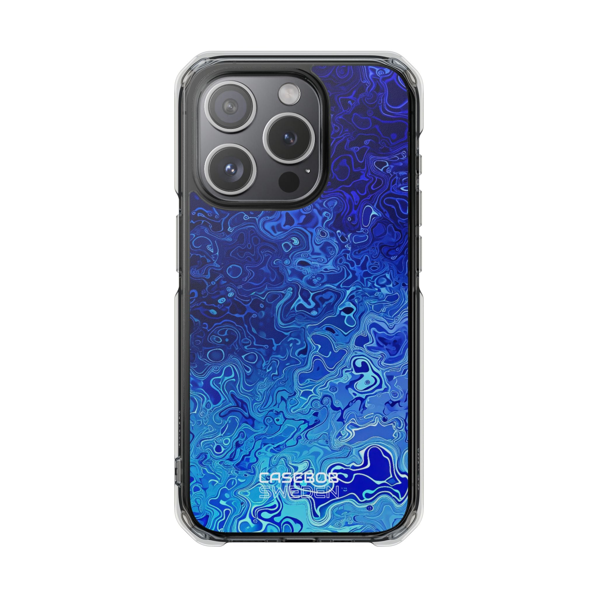 Swirling Blue Currents iPhone 15 - Impact Clear+