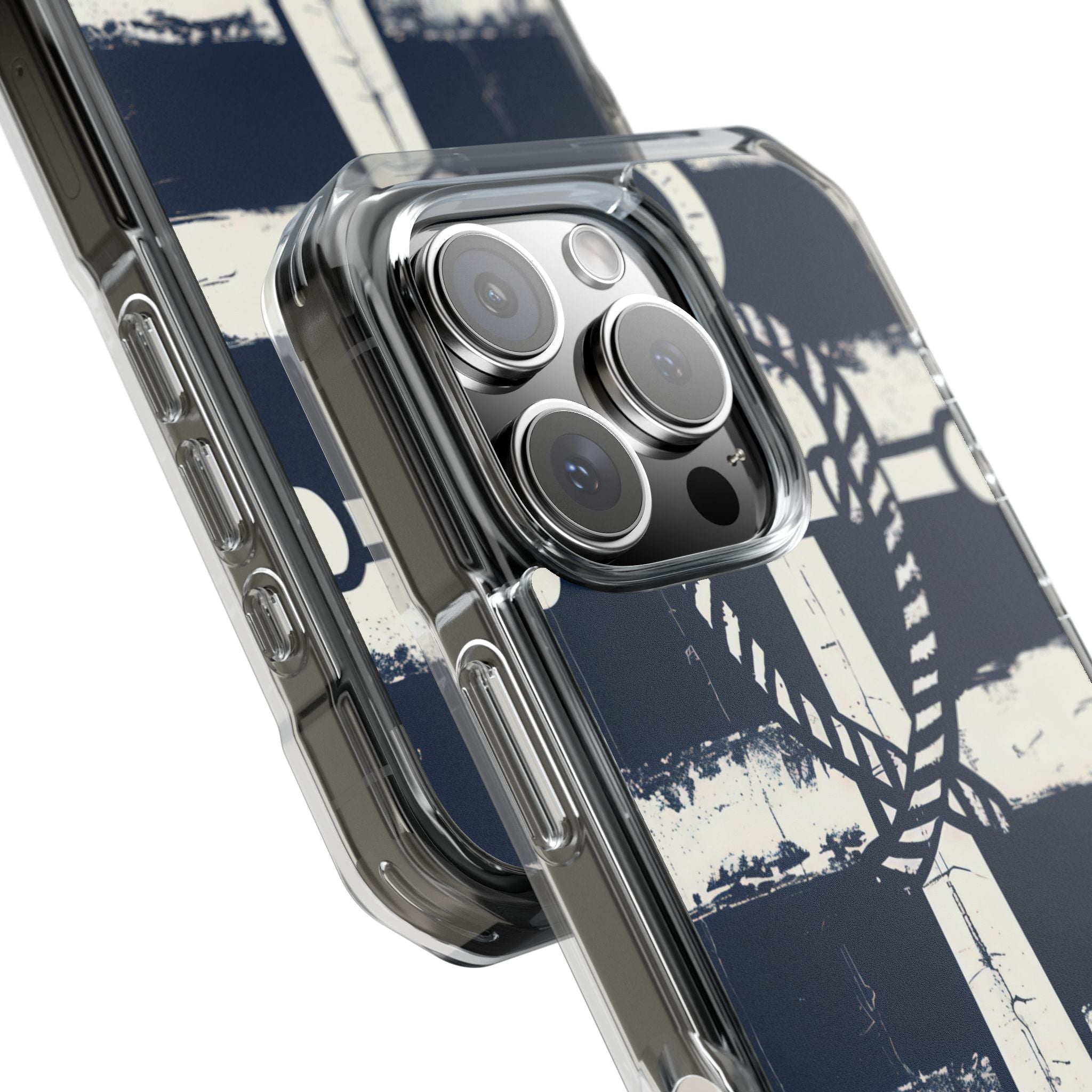 Navy Anchor Stripes iPhone 16 - Impact Clear+