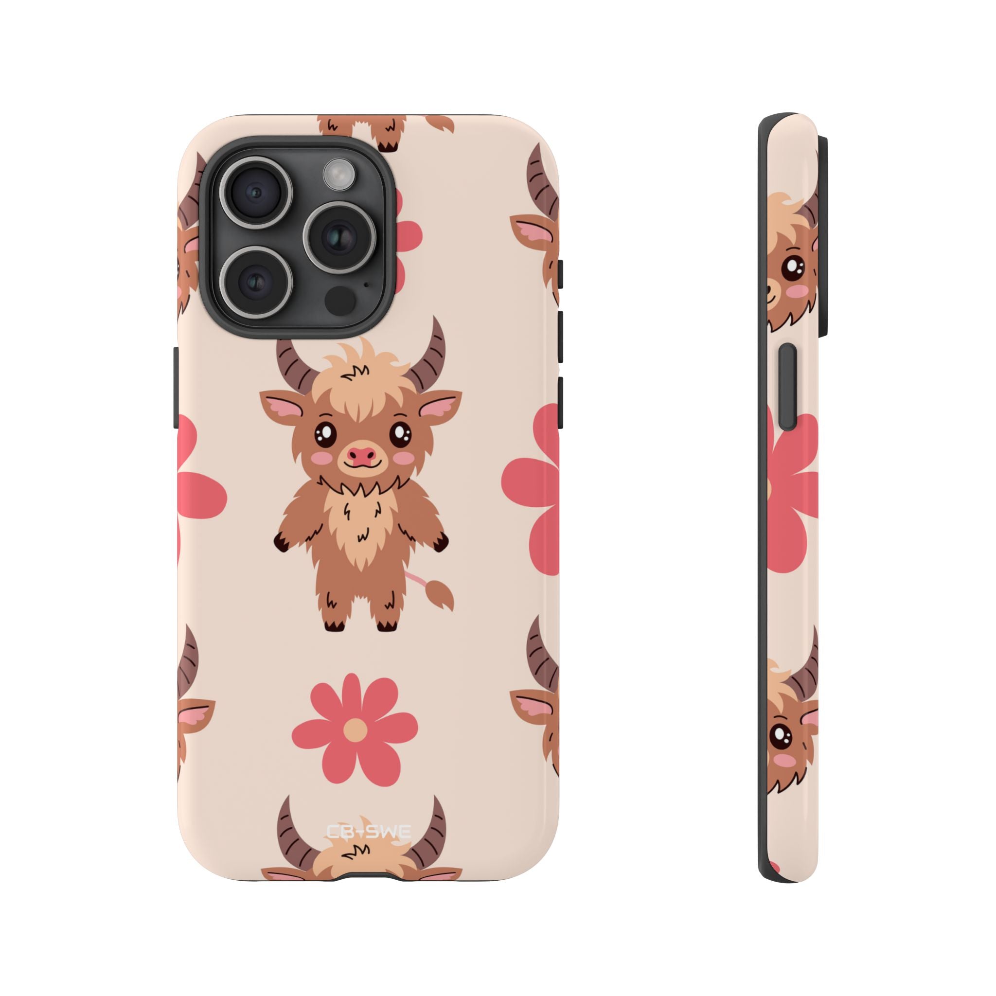 Cute Cattle & Flowers - iPhone Case