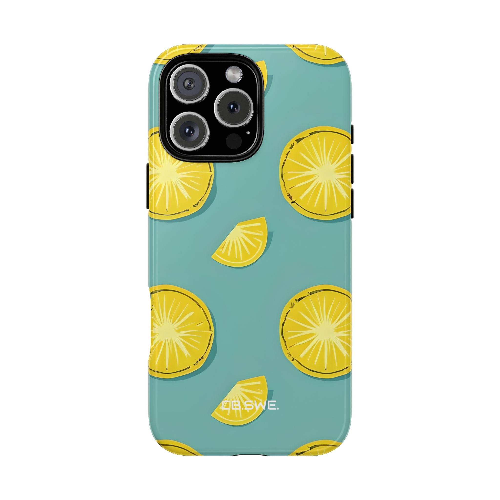 Bright Yellow Pineapple Slice on Teal iPhone 16 - Tough