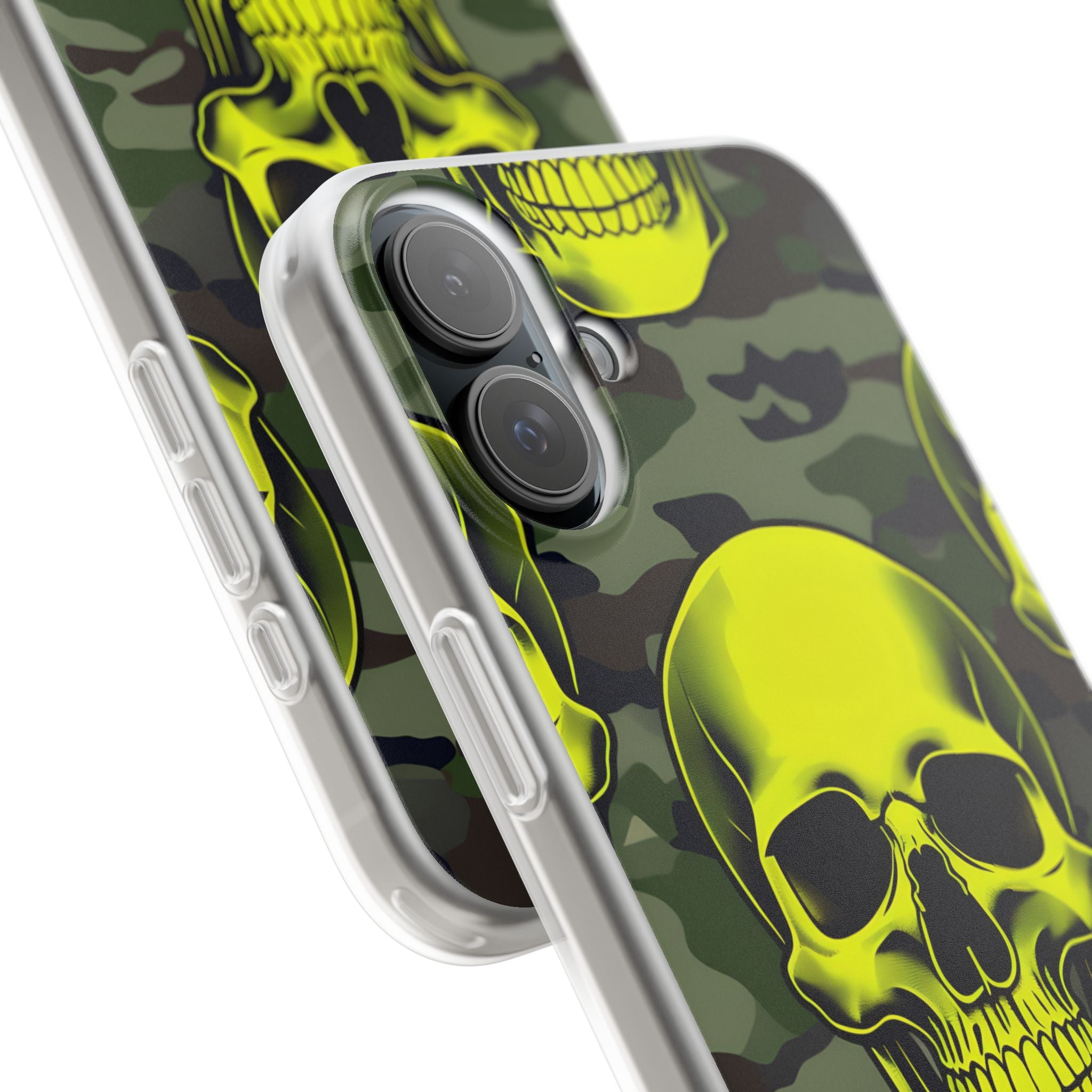 Neon Skull Camo iPhone 16 Plus Case - Soft