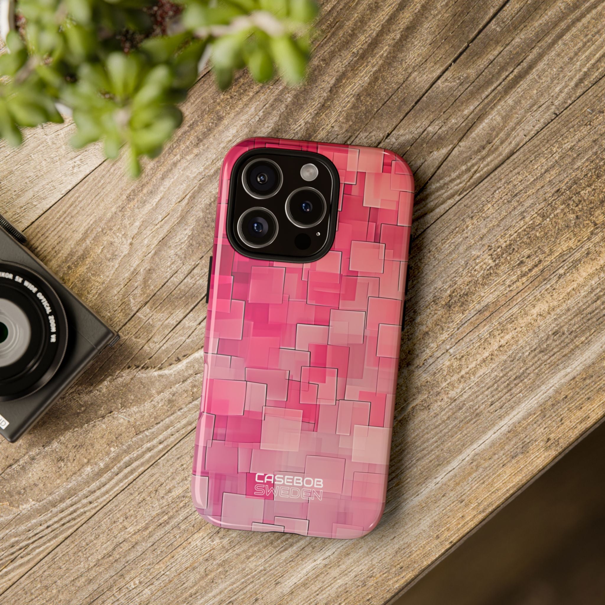 Gelaagde roze geometrie iPhone 16 - Tough