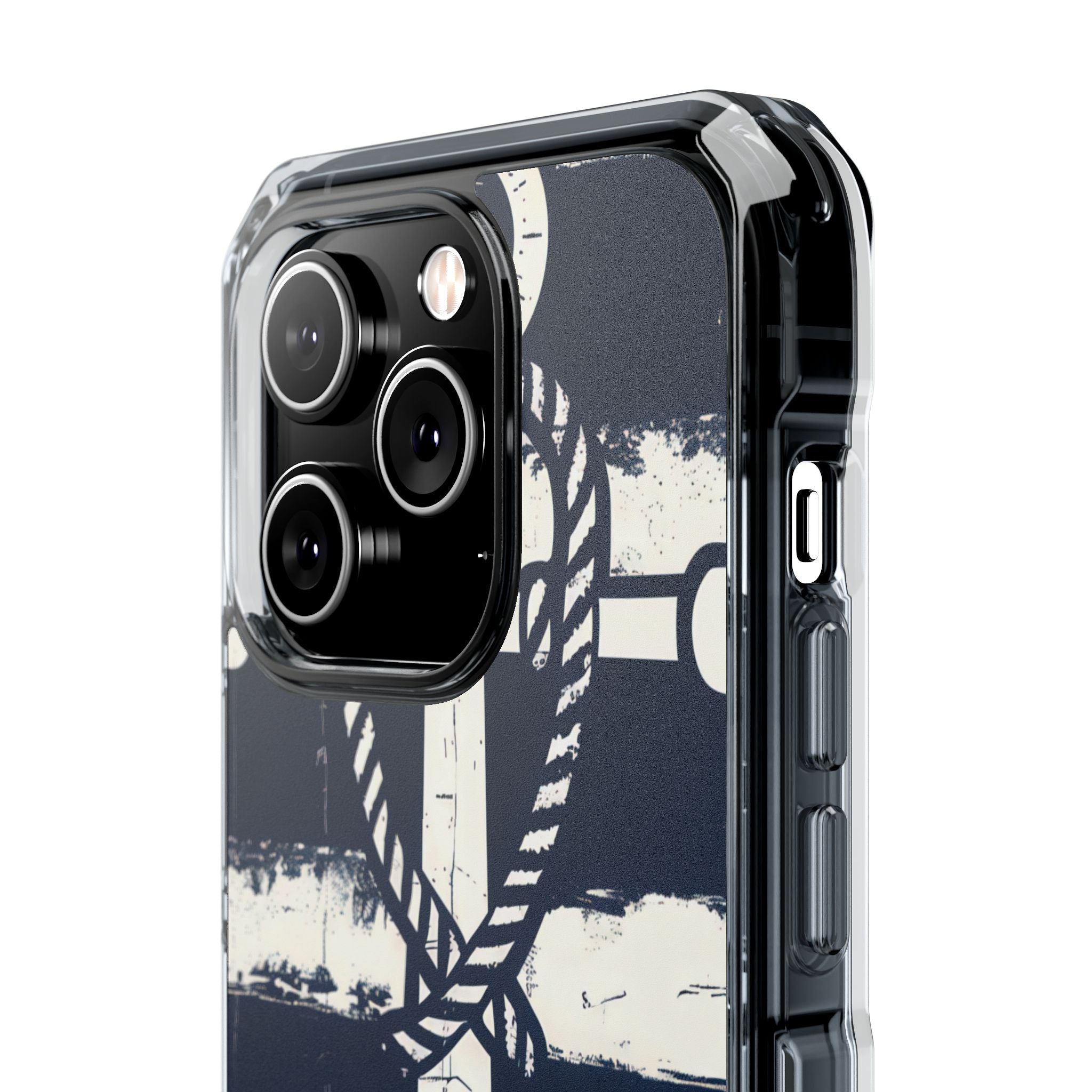 Navy Anchor Stripes iPhone 14 - Impact Clear+