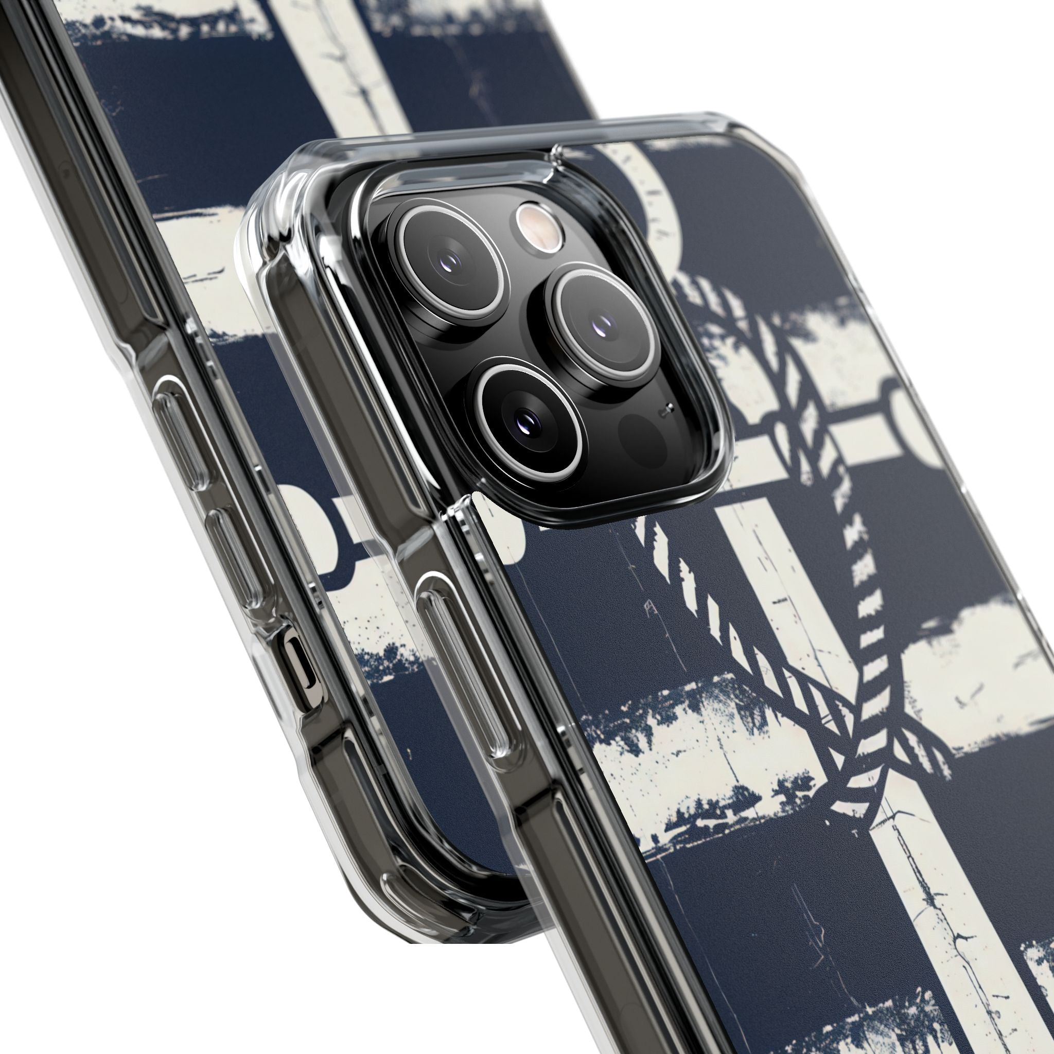 Navy Anchor Stripes iPhone 14 - Impact Clear+