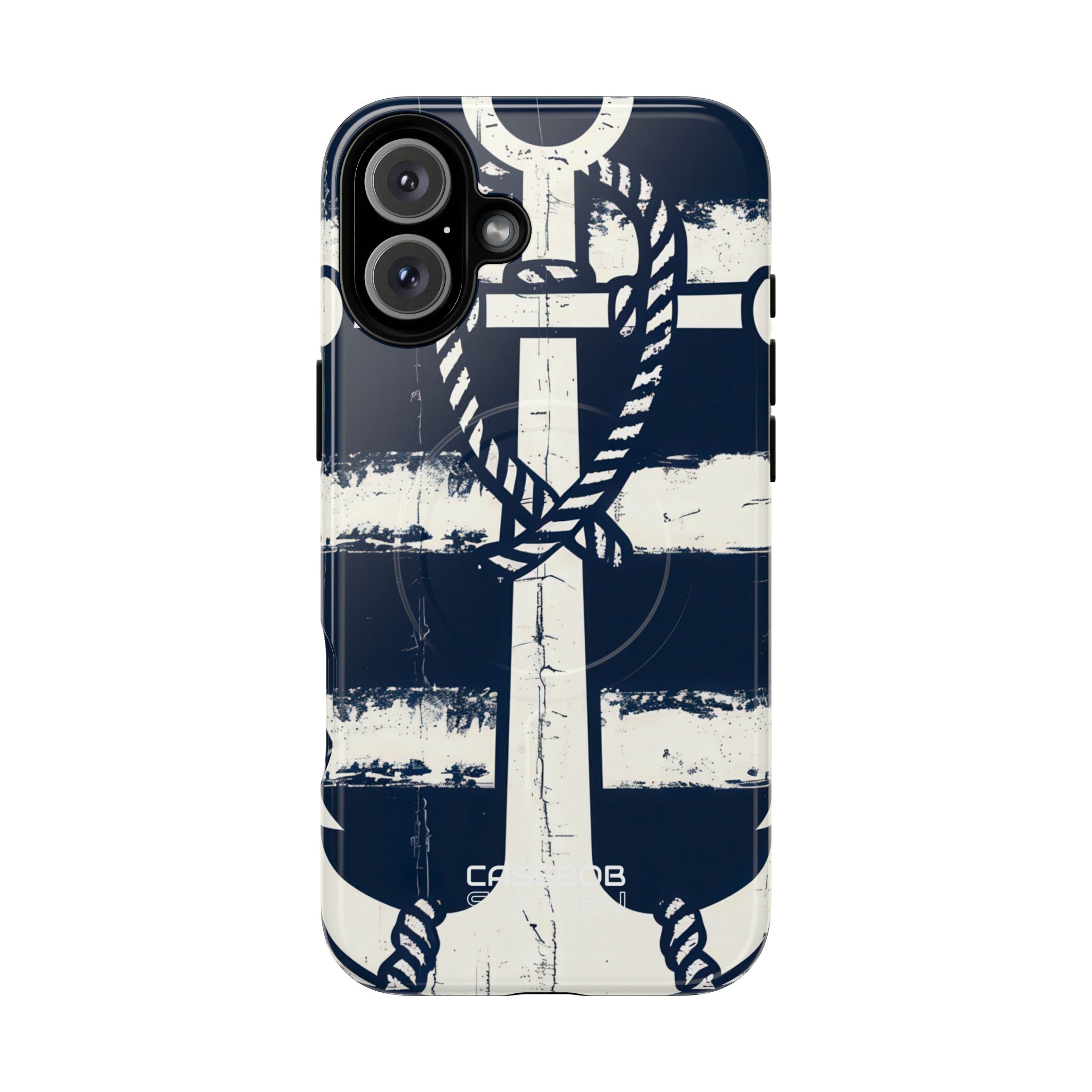 Navy Anchor Stripes iPhone 16 - Tough+