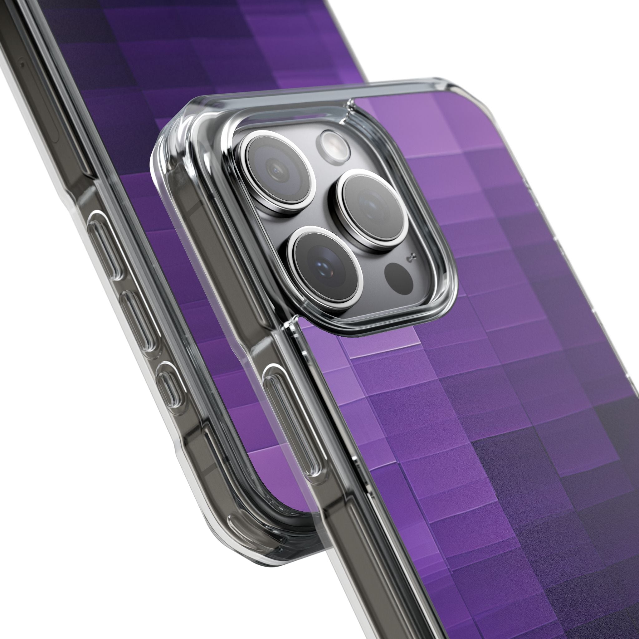 Purple Horizon Grid iPhone 15 - Impact Clear+
