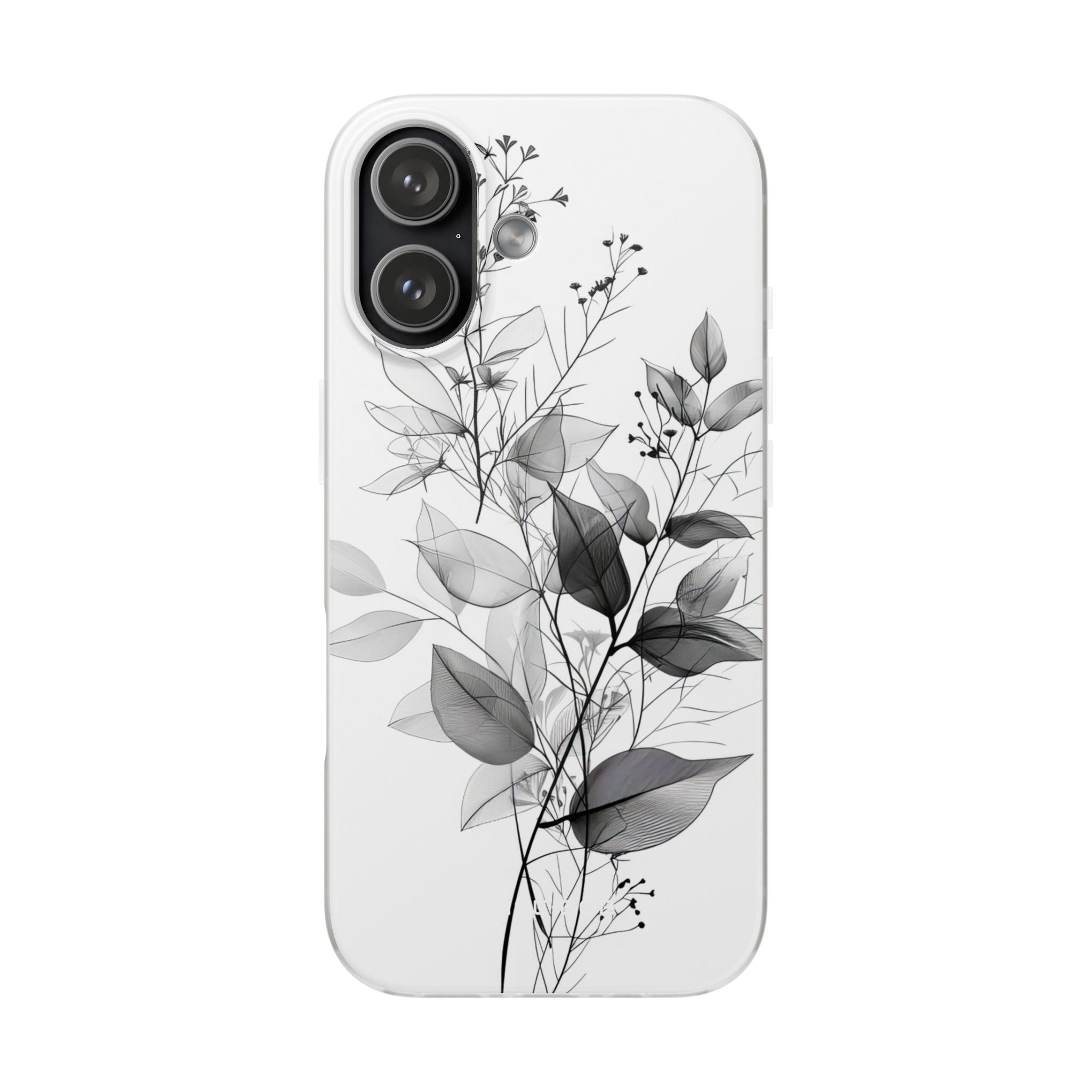 Veined Leaves Gray iPhone 17 Case - Soft