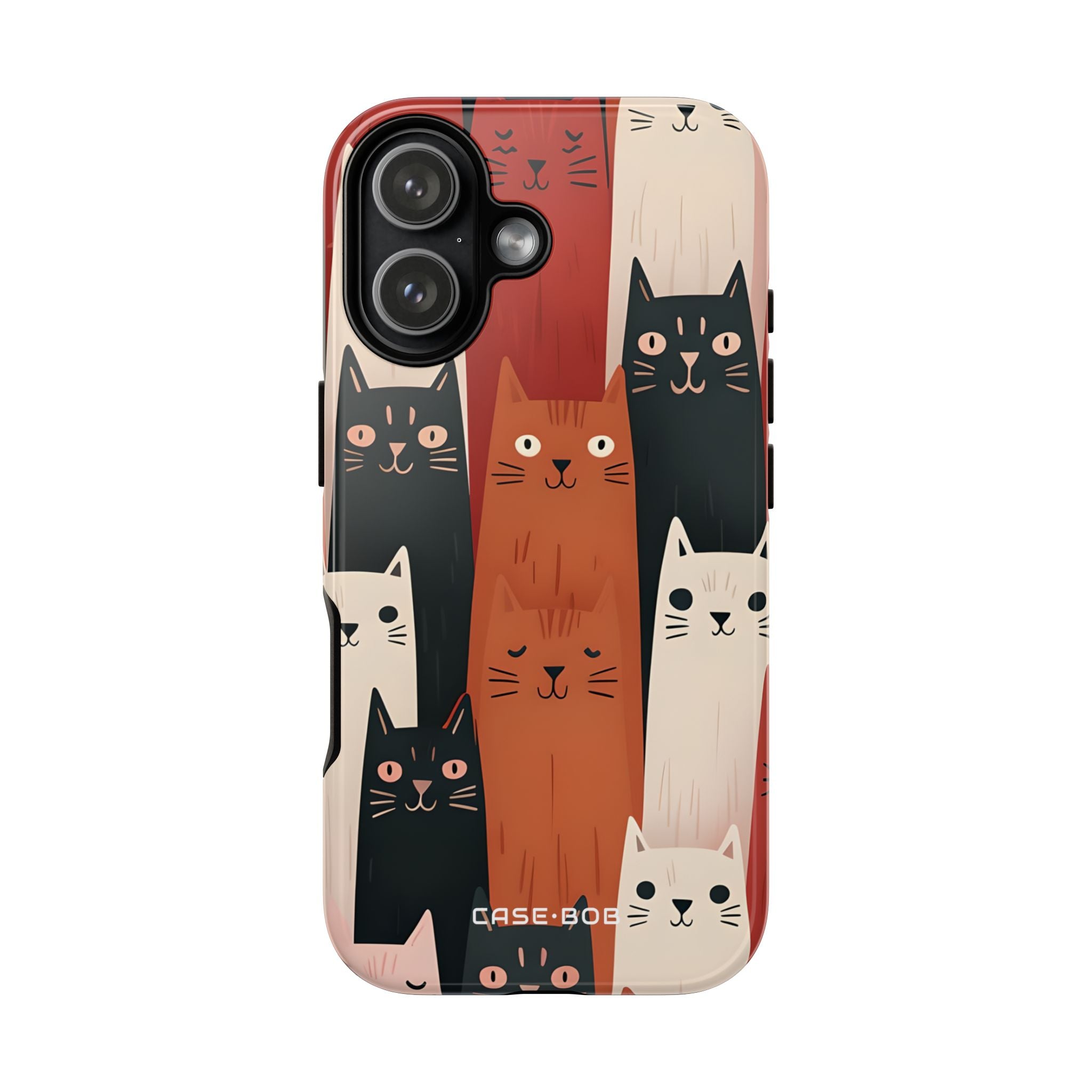 Elongated Cats Black iPhone 17 Case - Tough