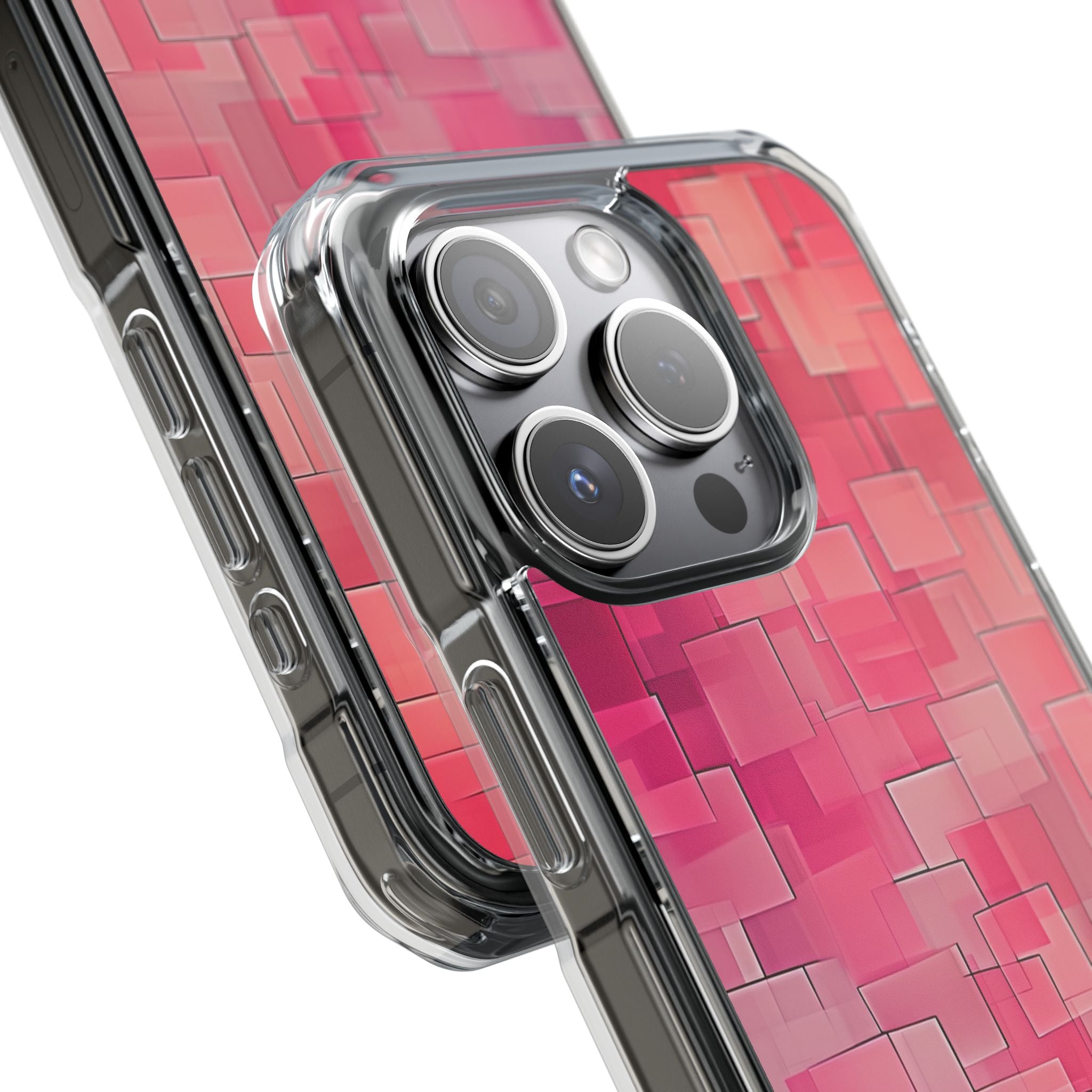Layered Pink Geometry iPhone 15 - Impact Clear+