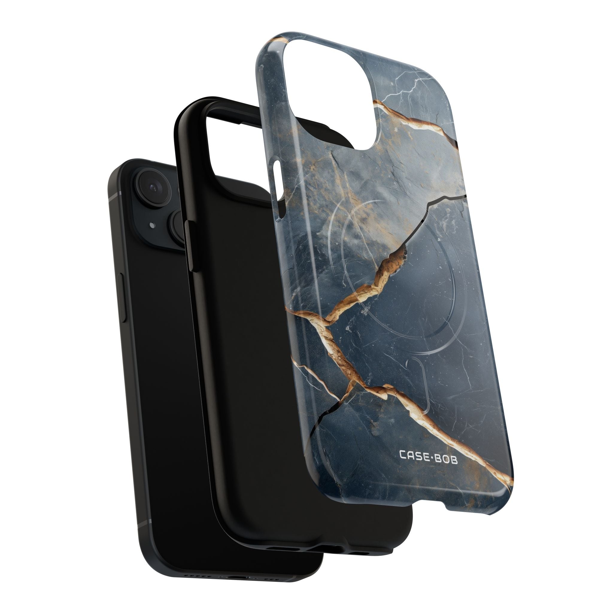 Jagged Vein Navy iPhone 15 Case - Tough+
