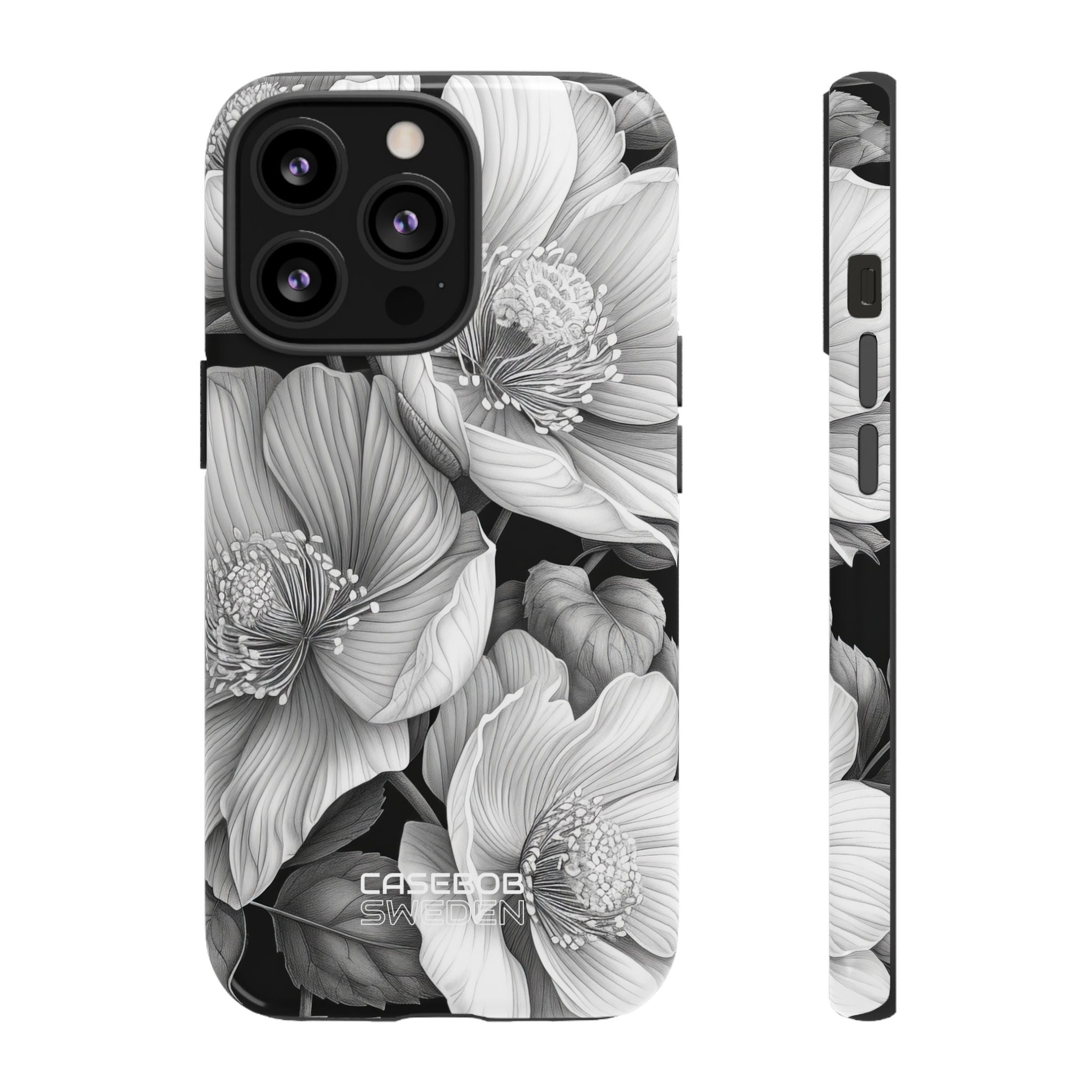 Monochrome Petal Dance iPhone 13 - Tough