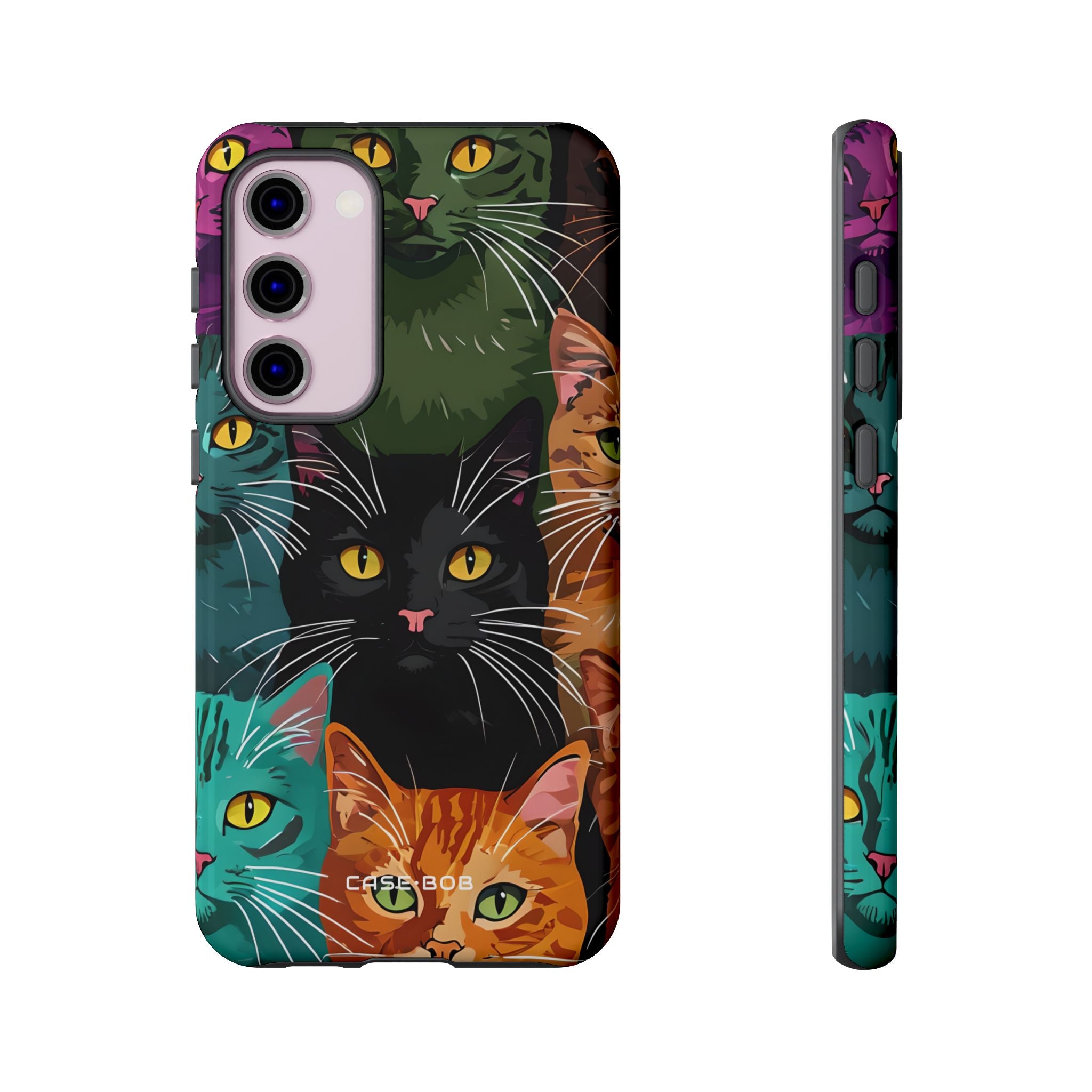 Teal Cat Grid Samsung S23 Plus Case - Tough