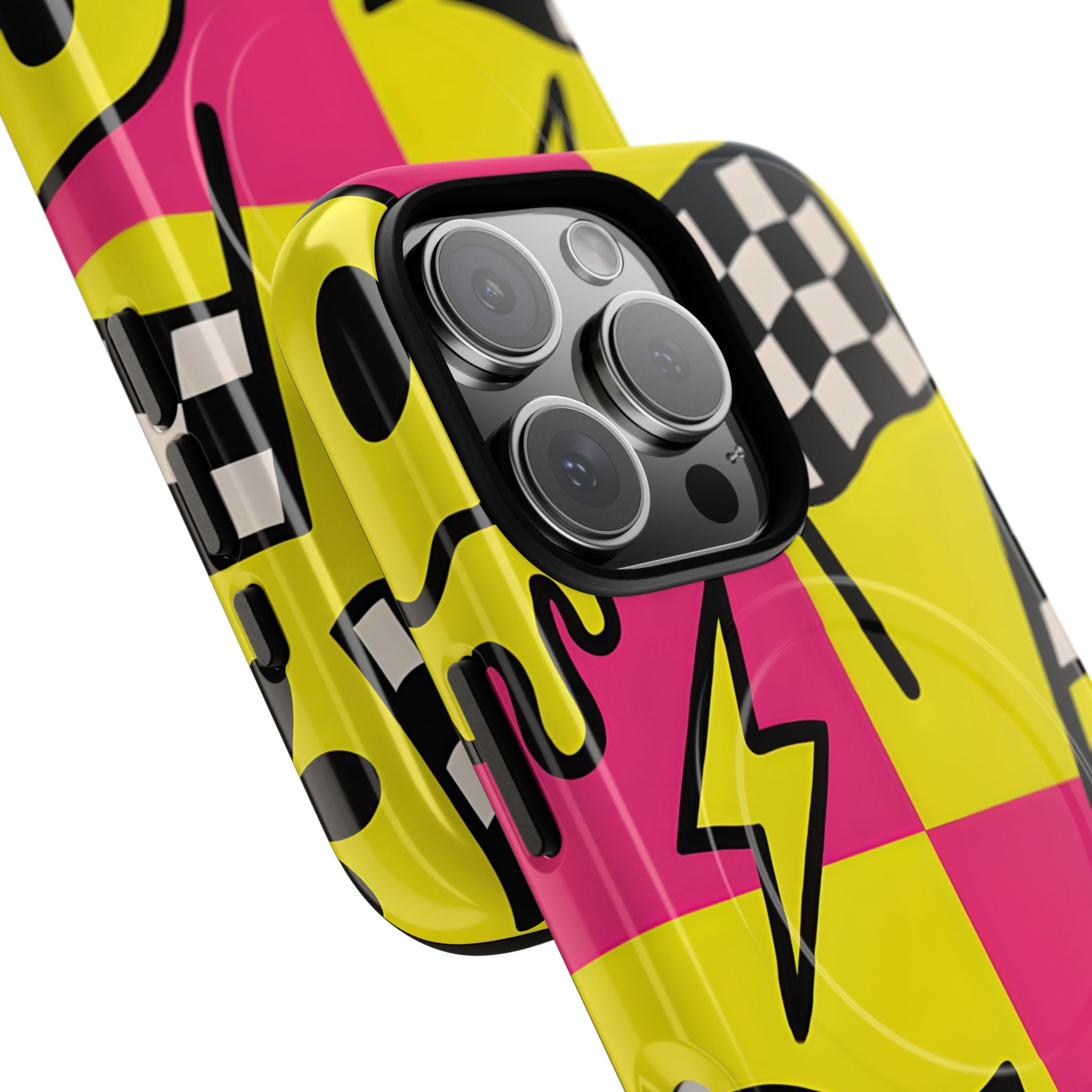 Vibrant Pop Art Smiling Faces and Lightning iPhone 16 - Tough+