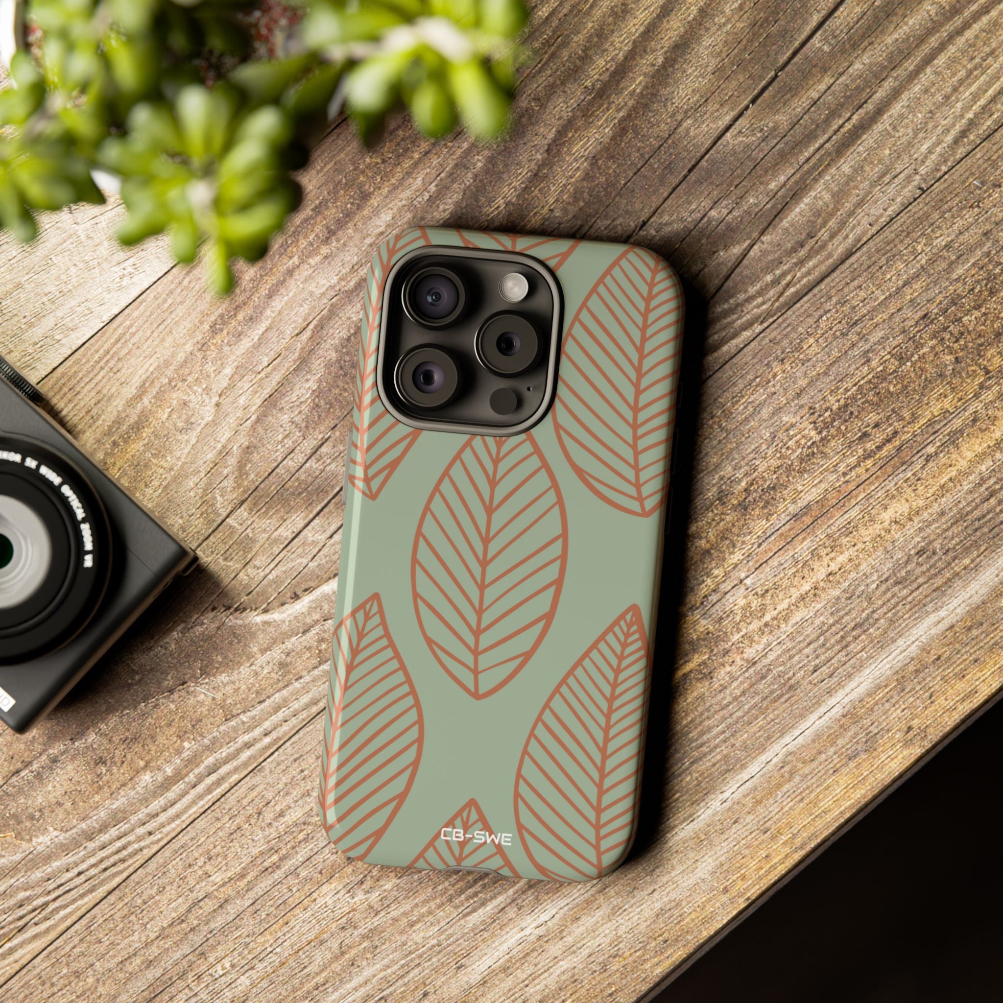 Mint and Orange Leaves - iPhone Case