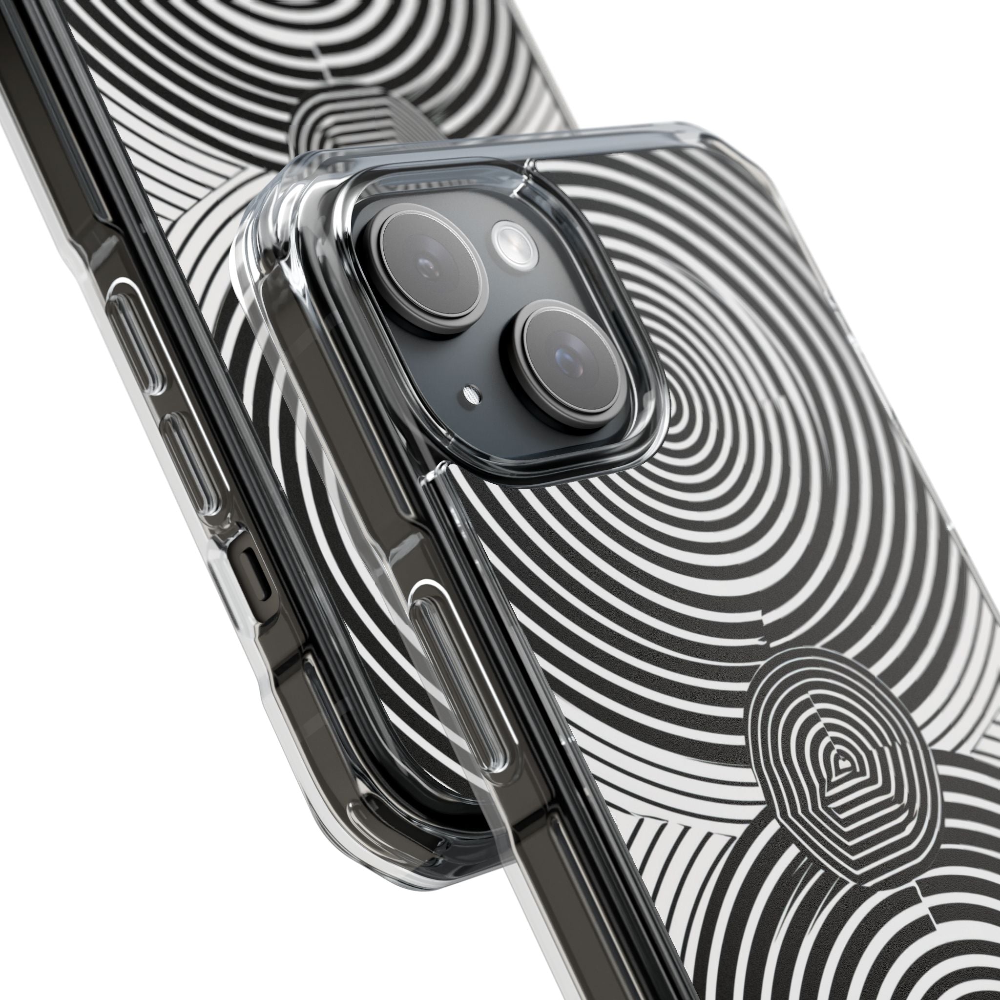 Monochrome Spiral Motion iPhone 15 - Impact Clear+