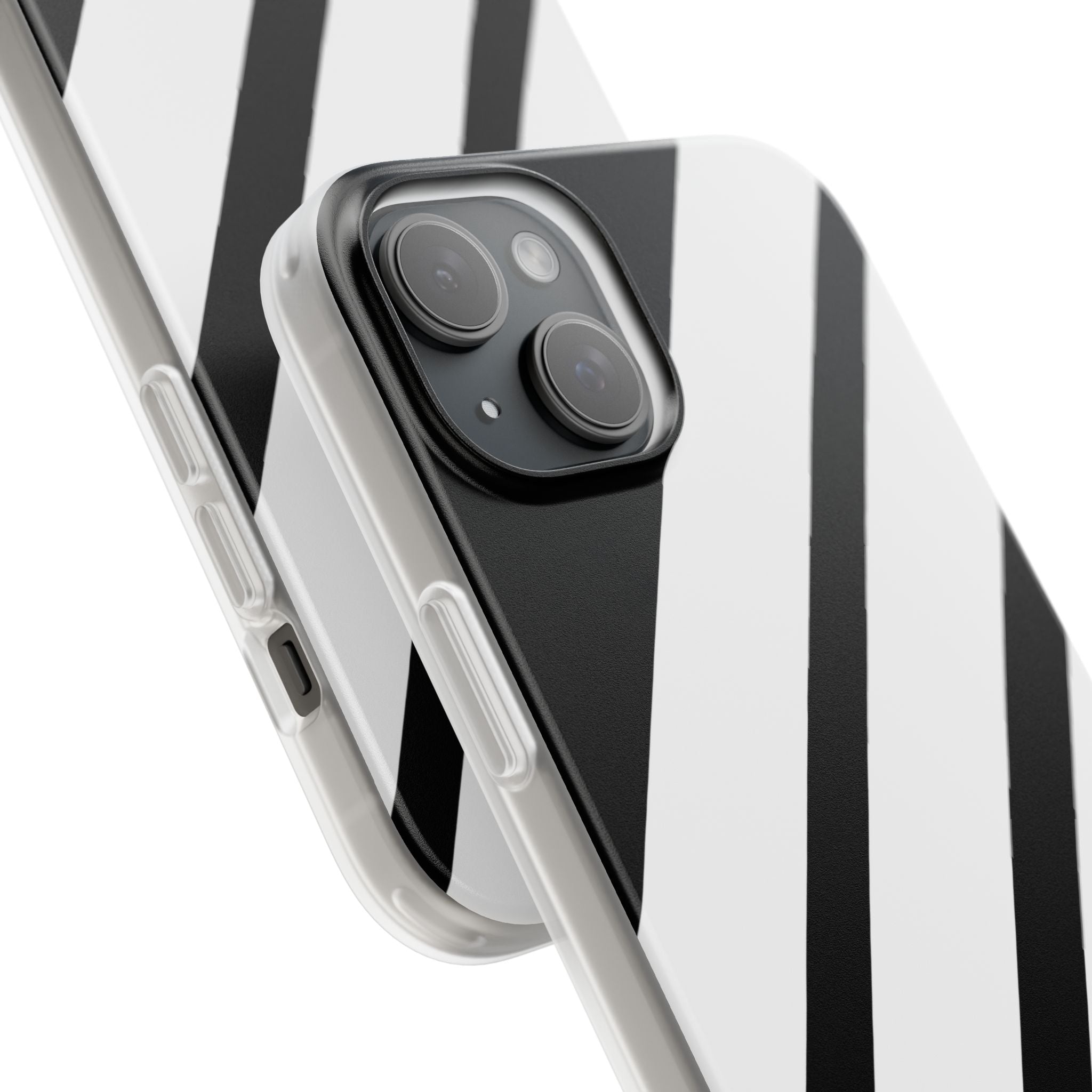 Diagonal Bands Noir iPhone 15 Plus Case - Soft