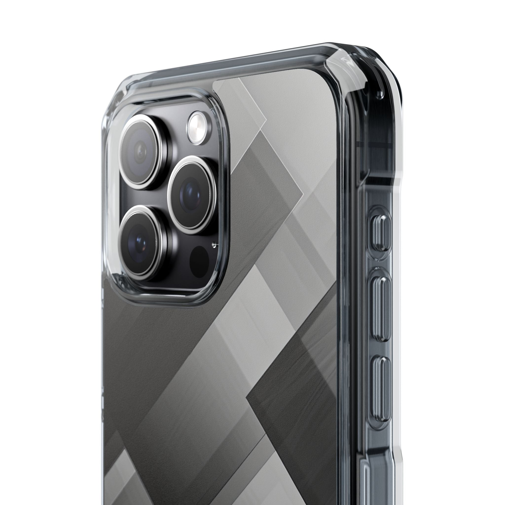 Grayscale Geometric Layers iPhone 15 - Impact Clear+