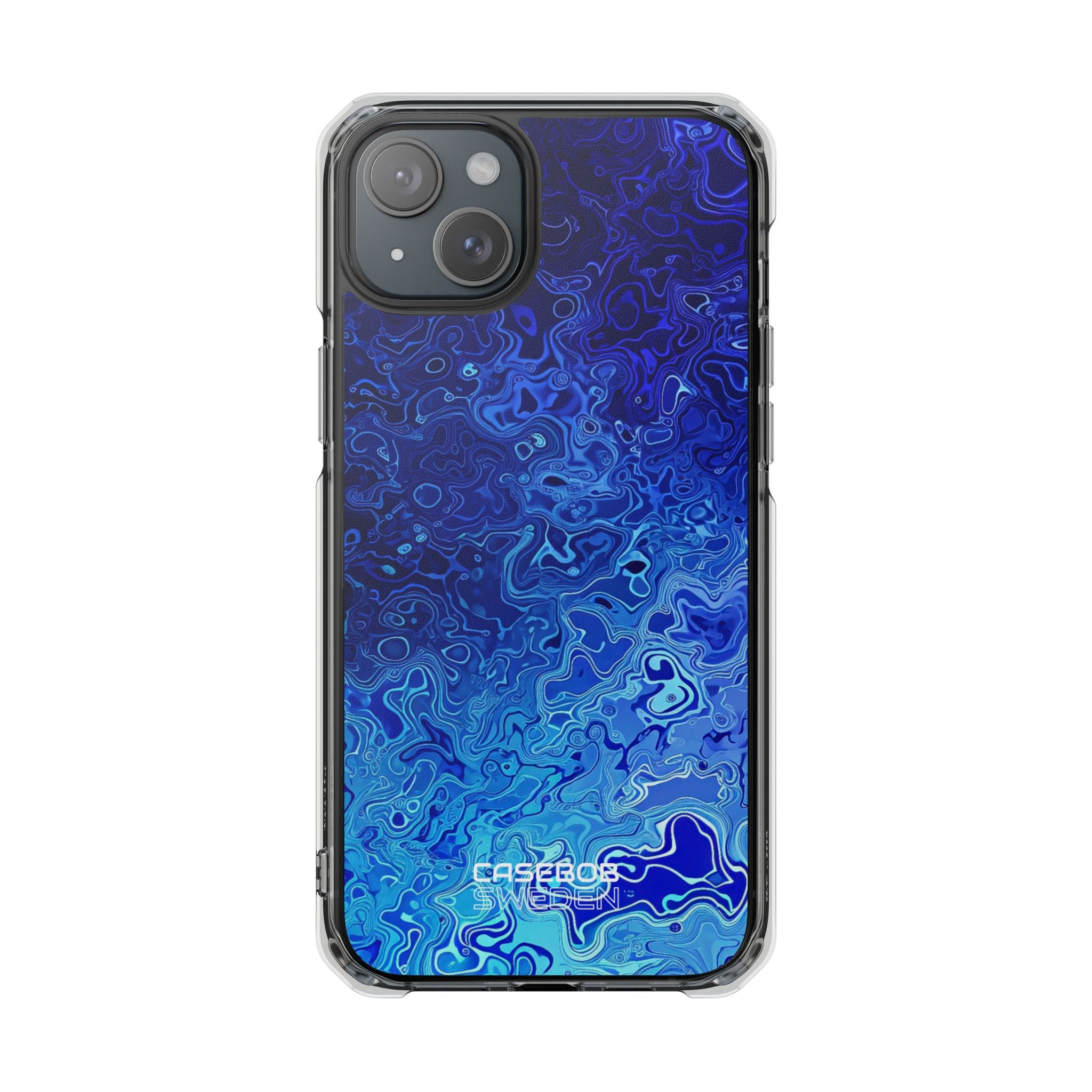 Swirling Blue Currents iPhone 15 - Impact Clear+