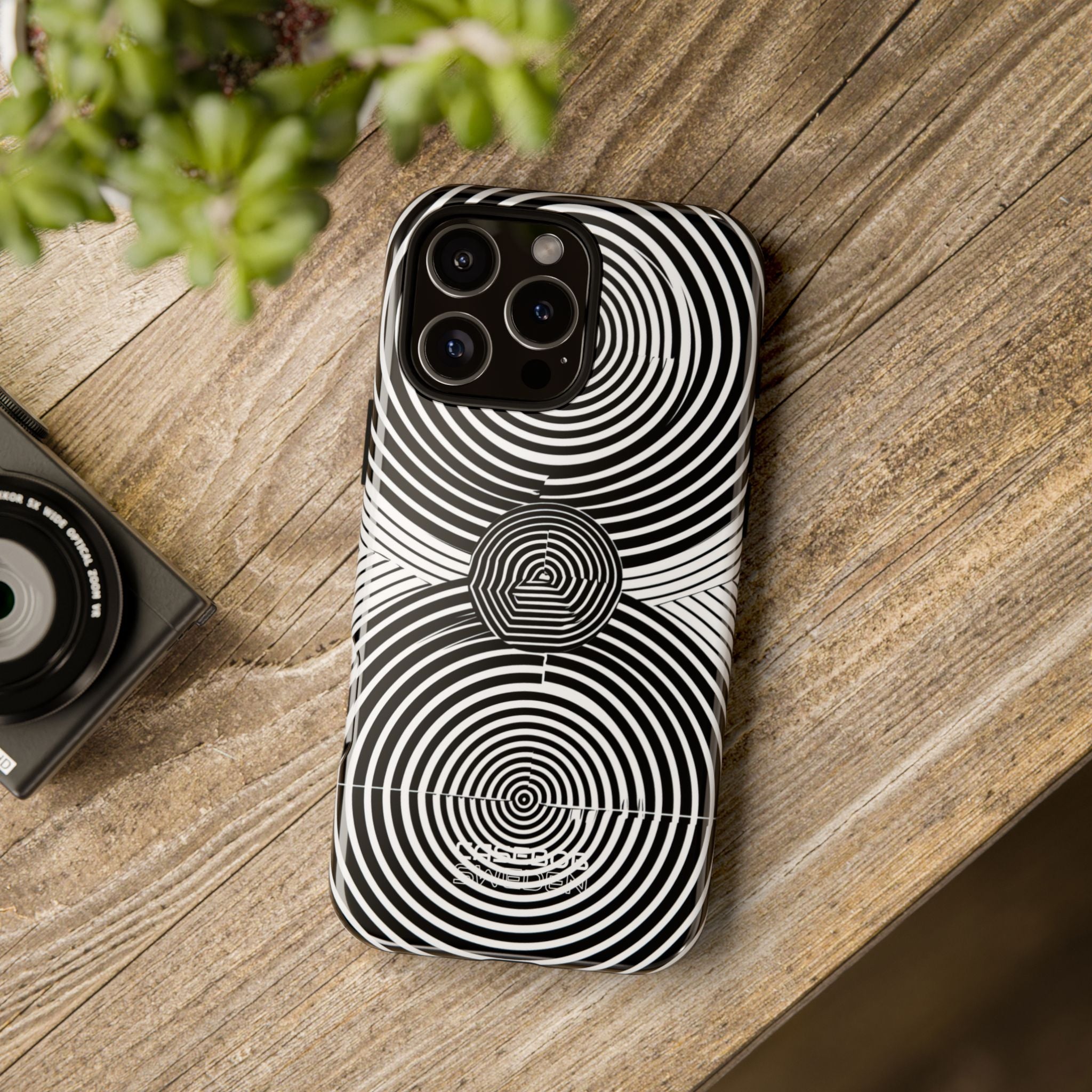 Monochrome Spiral Motion iPhone 16 - Resistente