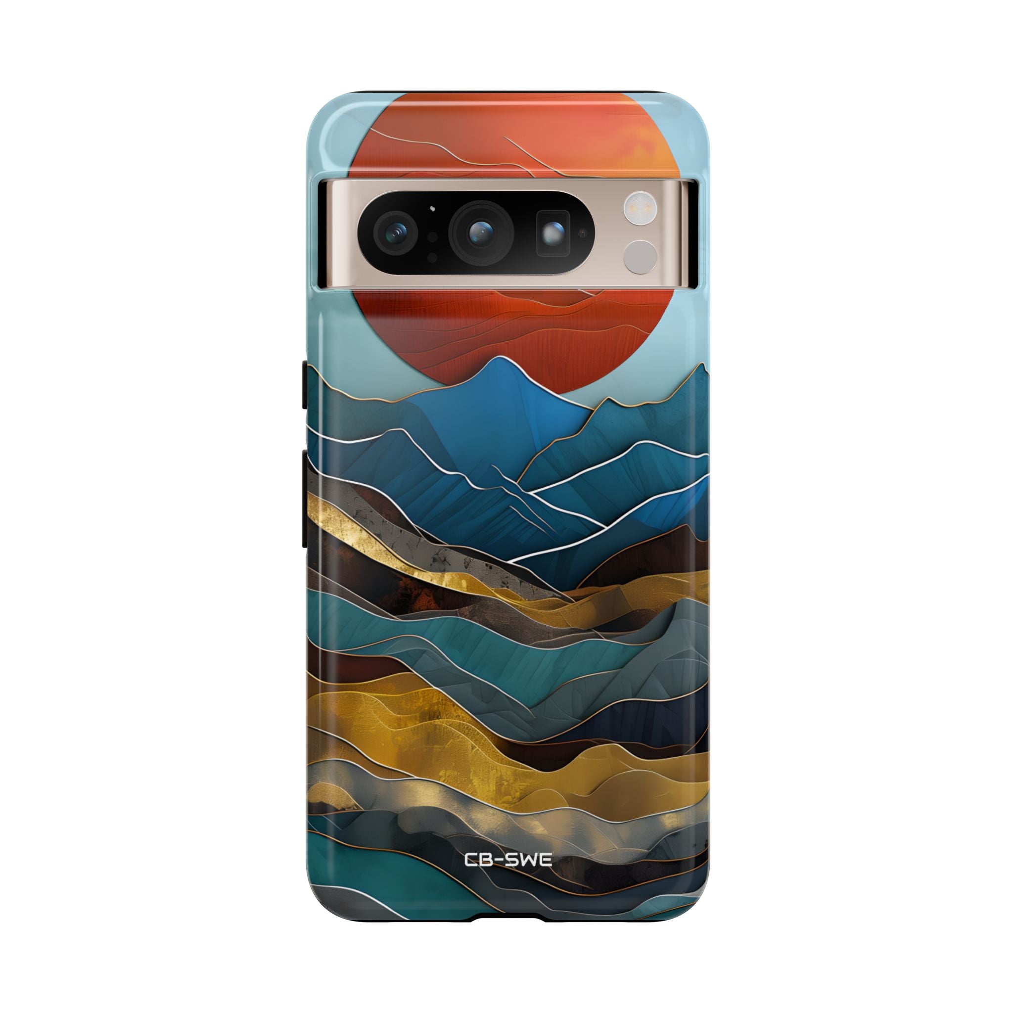 Sunset Geometry Waves - Google Pixel Case