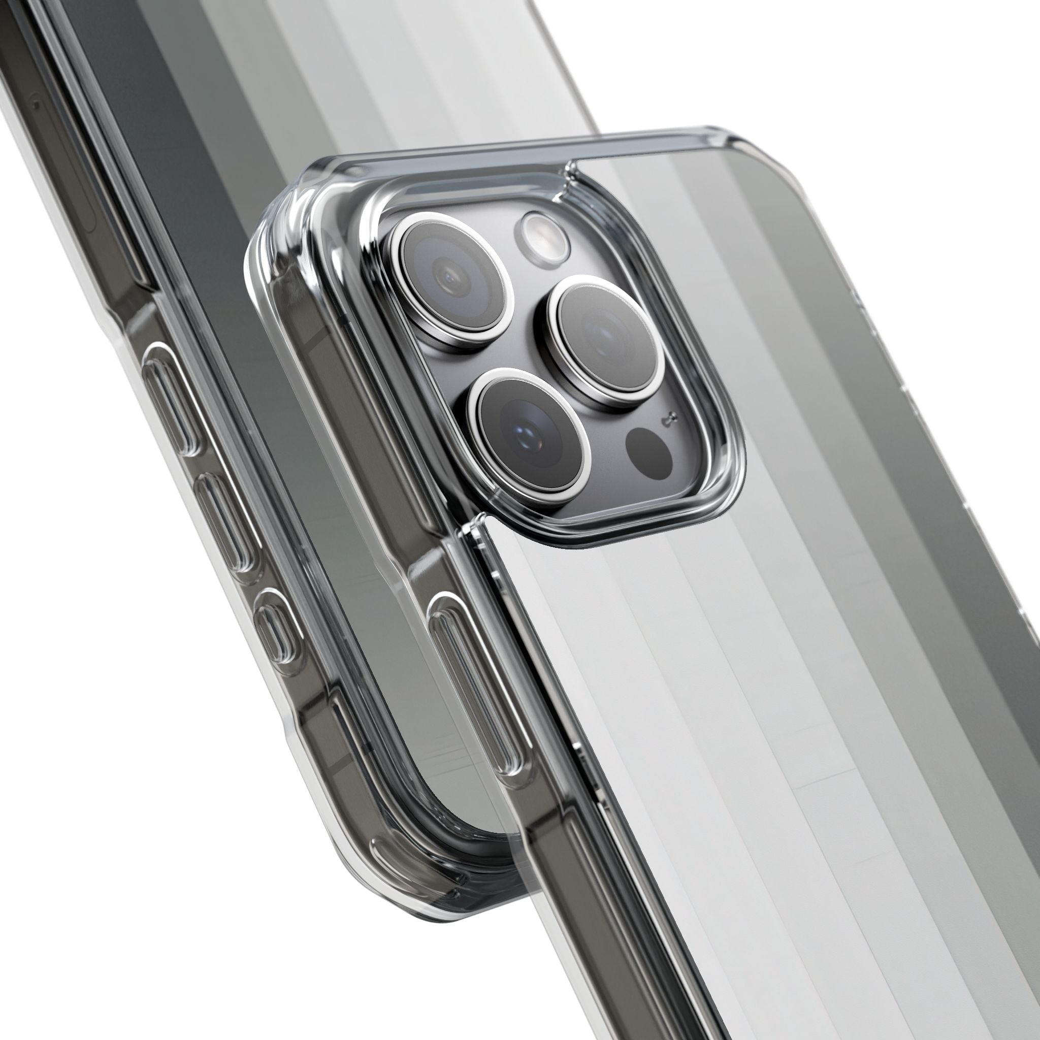 Silver Gradient Stripes iPhone 15 - Impact Clear+