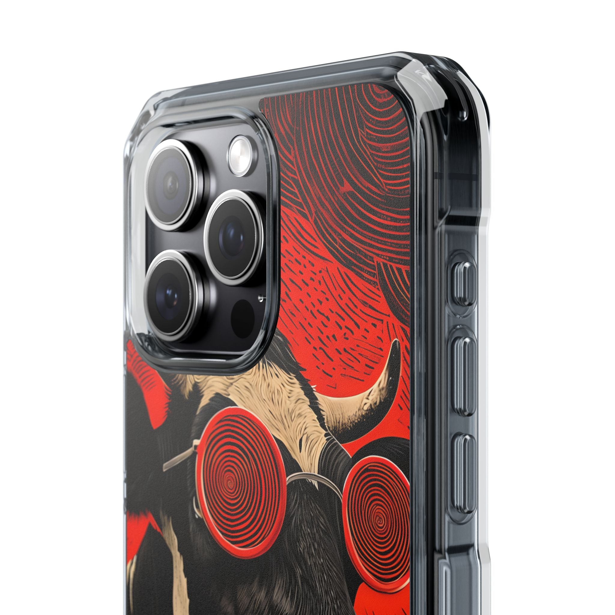 Surreal Black White Cow Red Spiral Sunglasses iPhone 15 - Impact Clear+