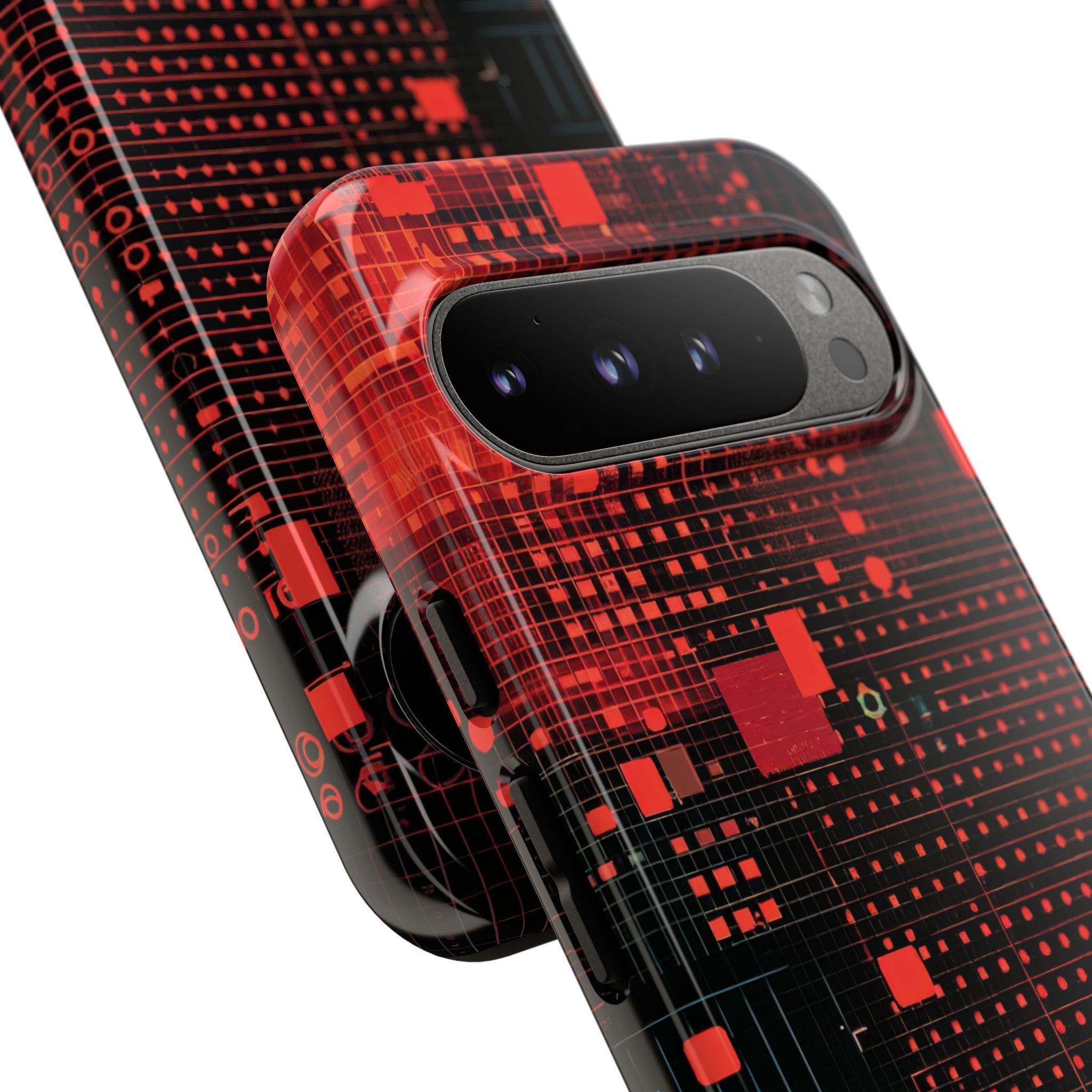 Crimson Circuit Grid Google Pixel 9 - Tough