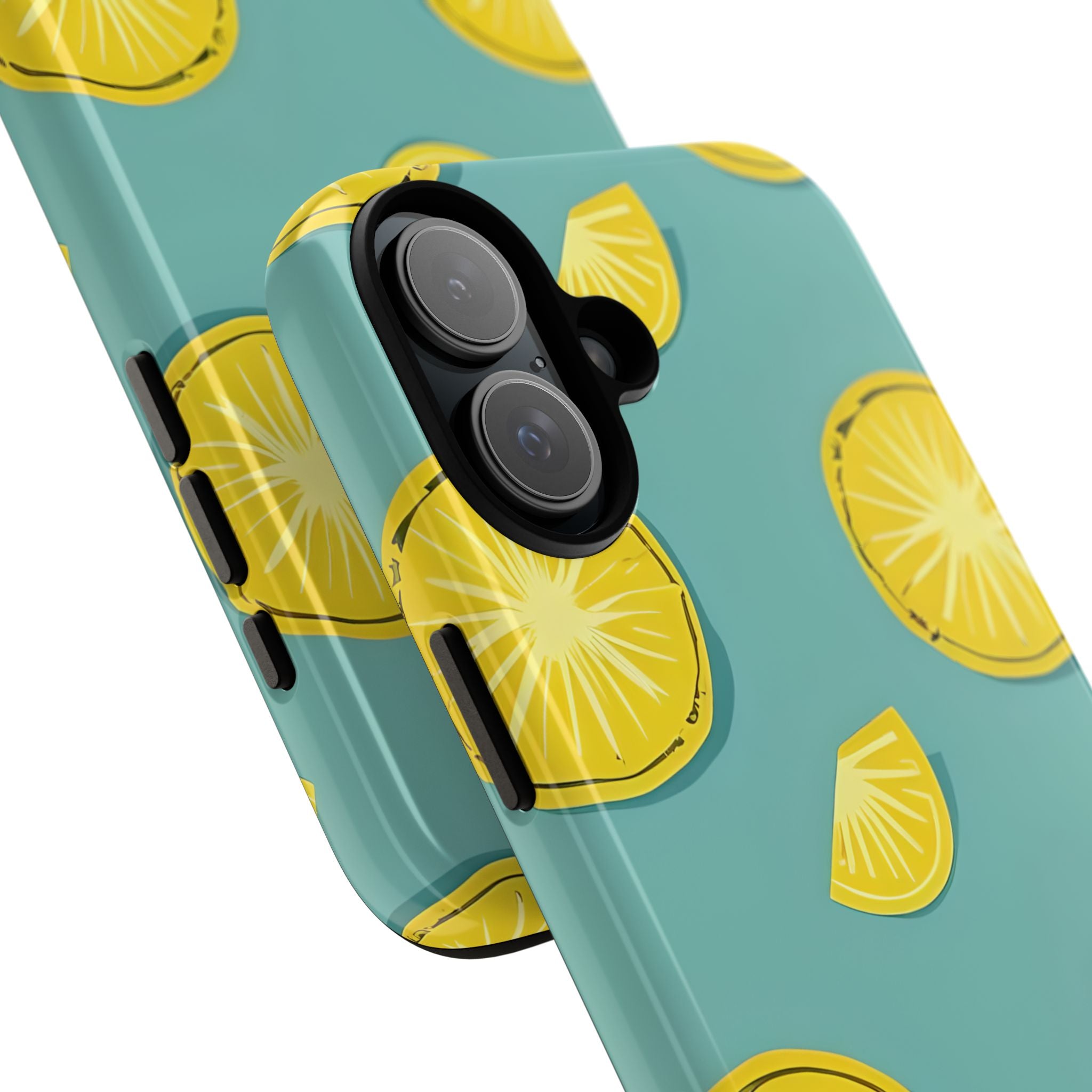 Bright Yellow Pineapple Slice on Teal iPhone 16 - Tough