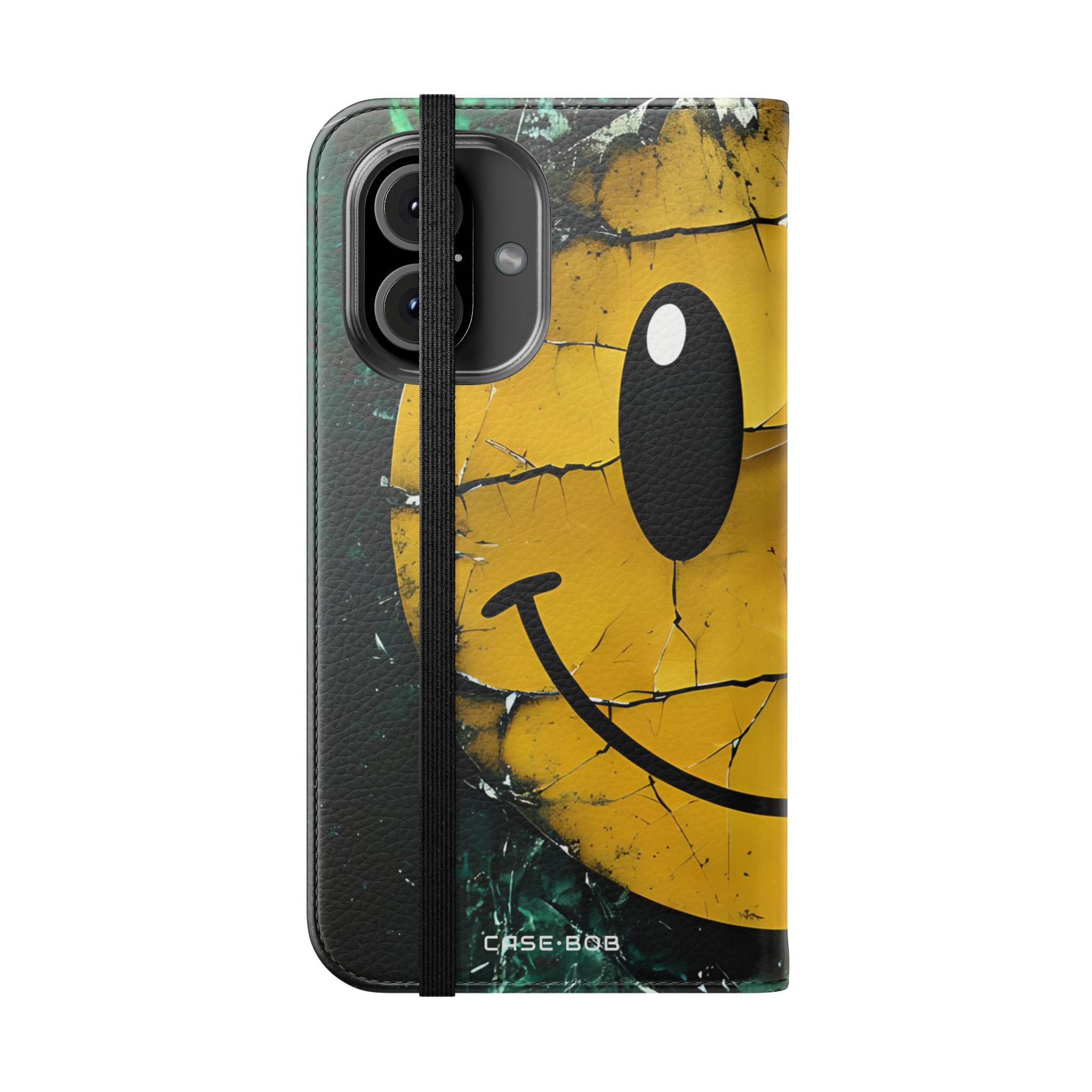Cracked Smiley - iPhone 16 - Case - Lompakko