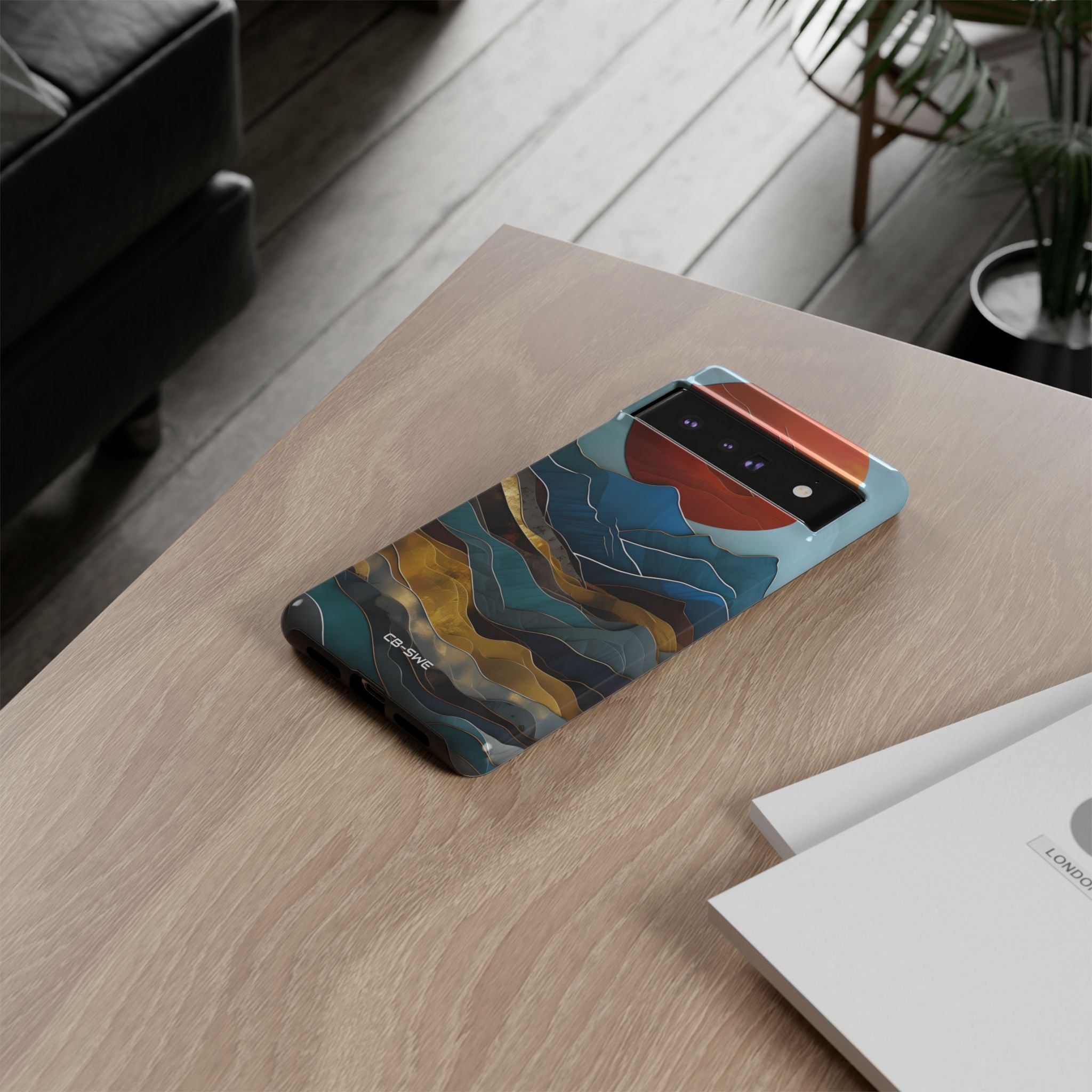 Sunset Geometry Waves - Google Pixel Case