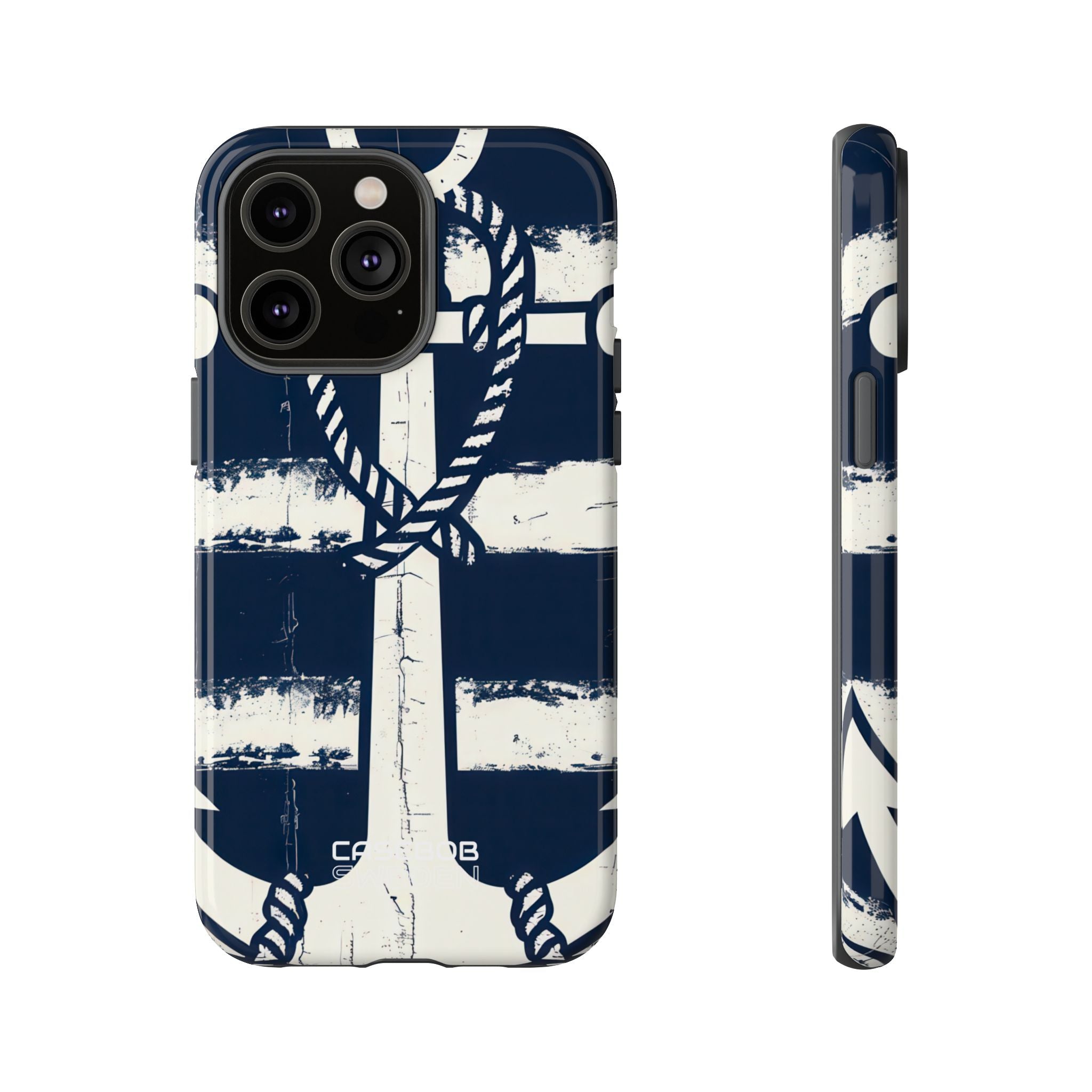 Strisce con ancora blu navy iPhone 14 - Tough