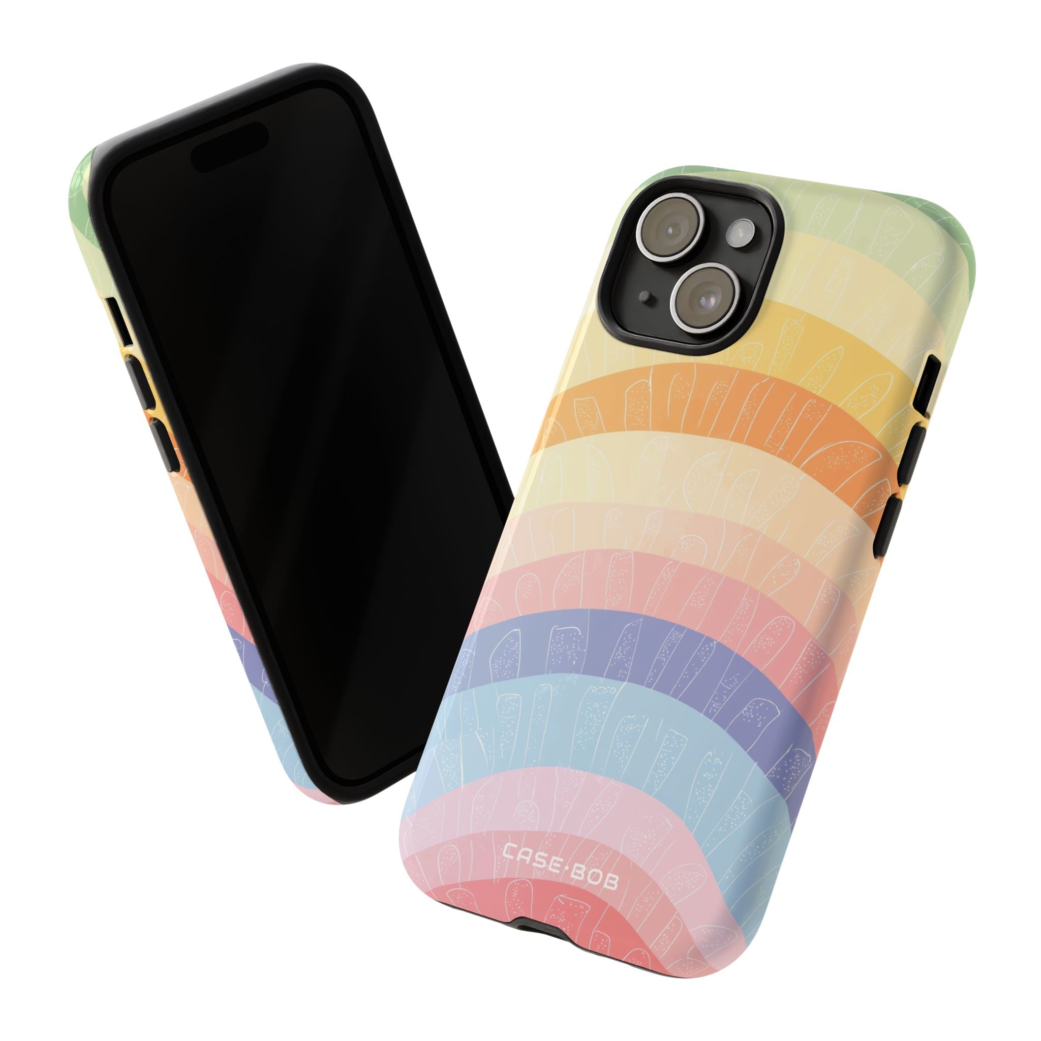 Pastel Rainbow Bands iPhone 15 Case - Tough