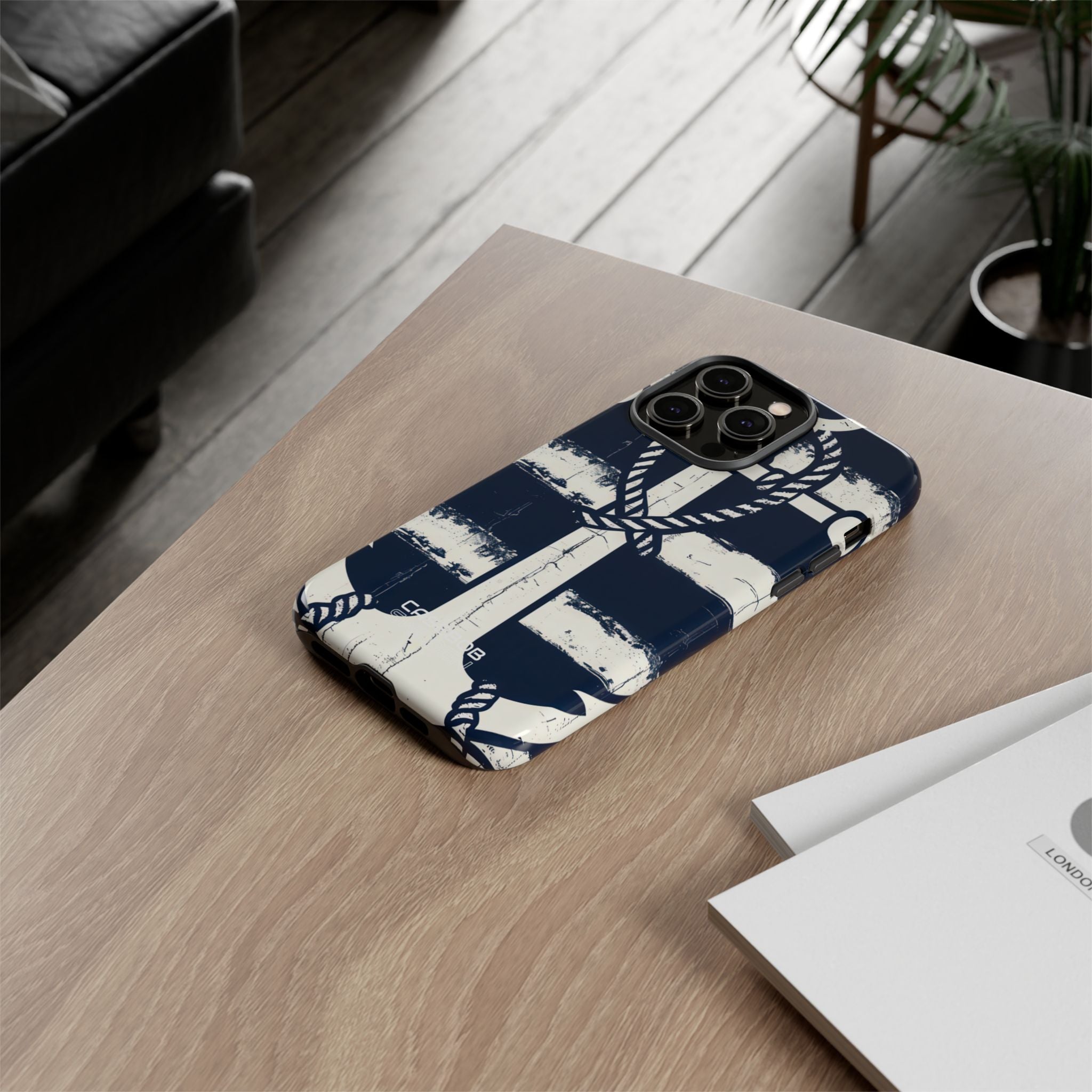 Strisce con ancora blu navy iPhone 14 - Tough