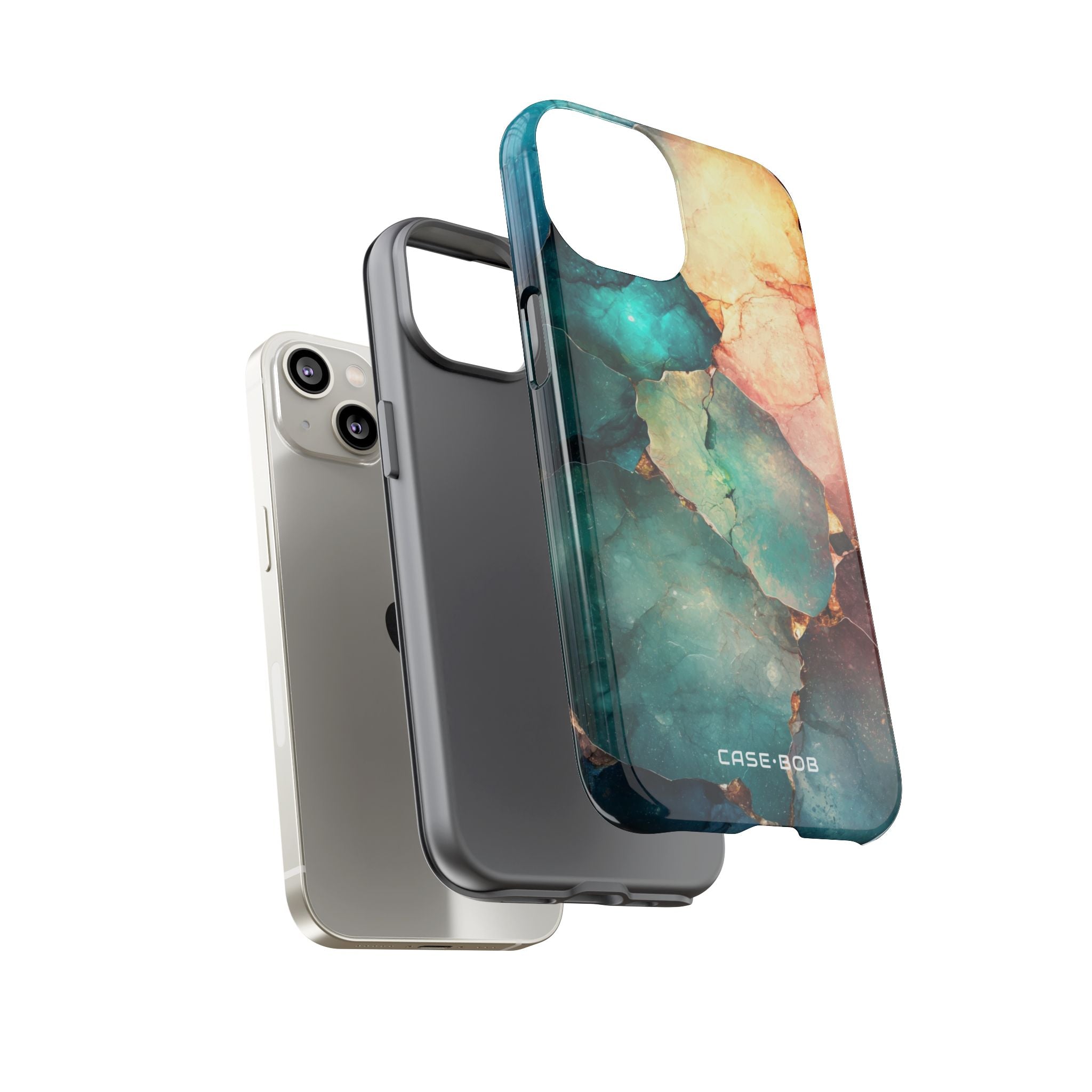 Teal Mosaic Veins iPhone 14 Case - Tough