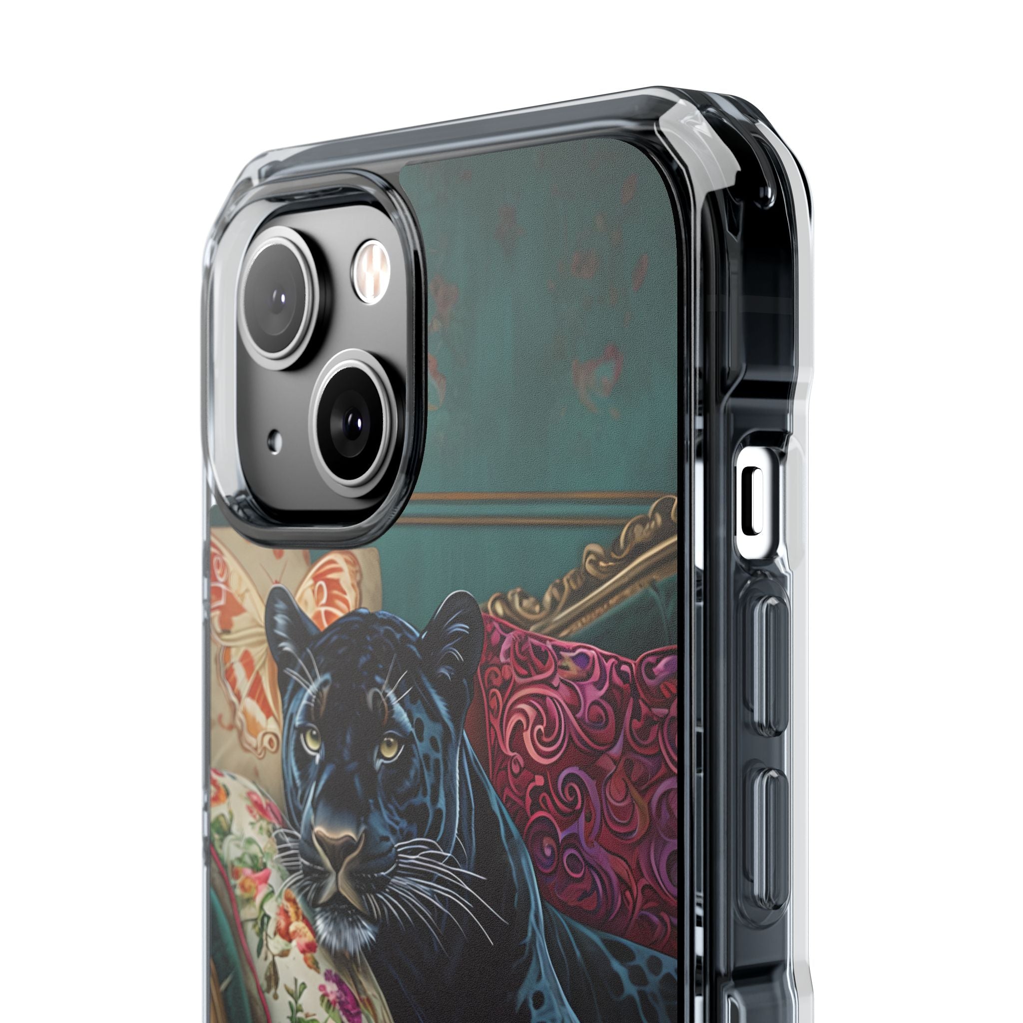 Serene Black Panther Vintage Royal Living Room Art iPhone 14 - Impact Clear+