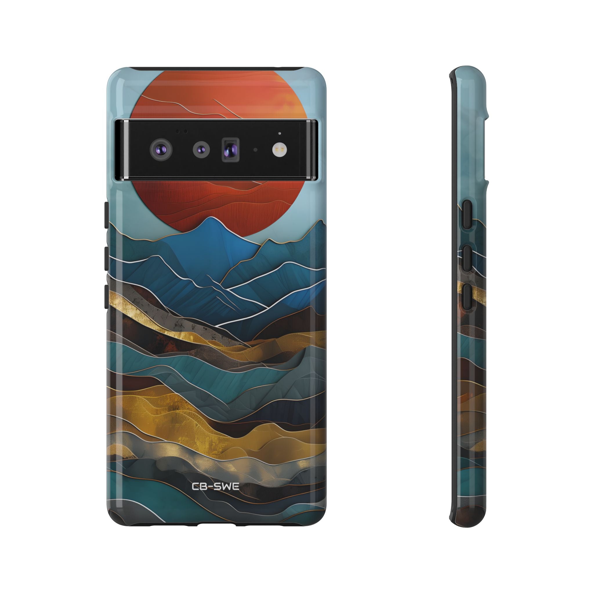 Sunset Geometry Waves - Google Pixel Case