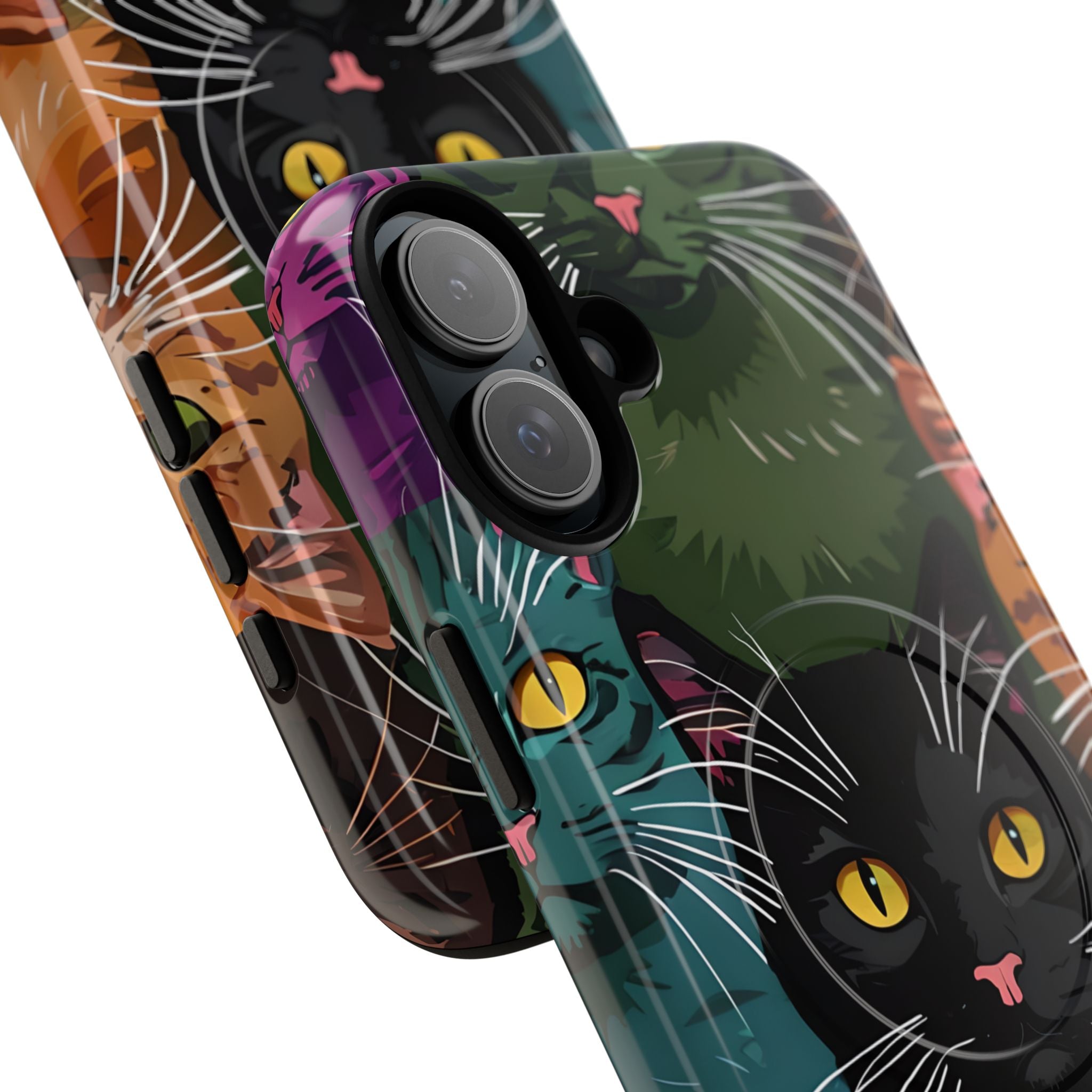 Teal Cat Grid iPhone 16 Plus Case - Tough+