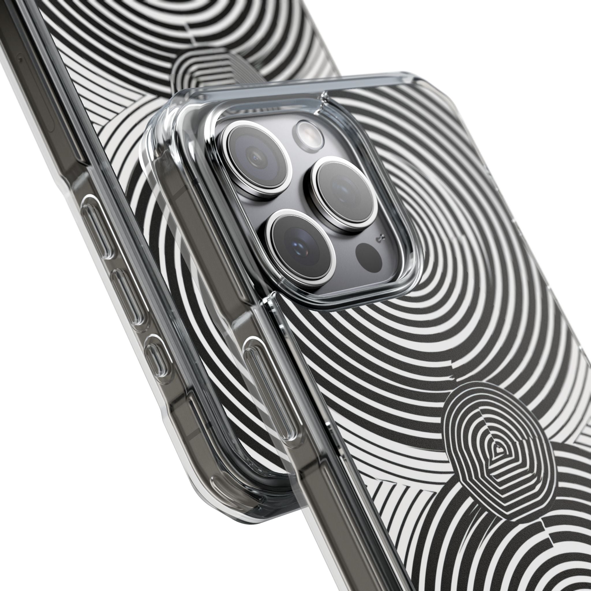 Monochrome Spiral Motion iPhone 15 - Impact Clear+