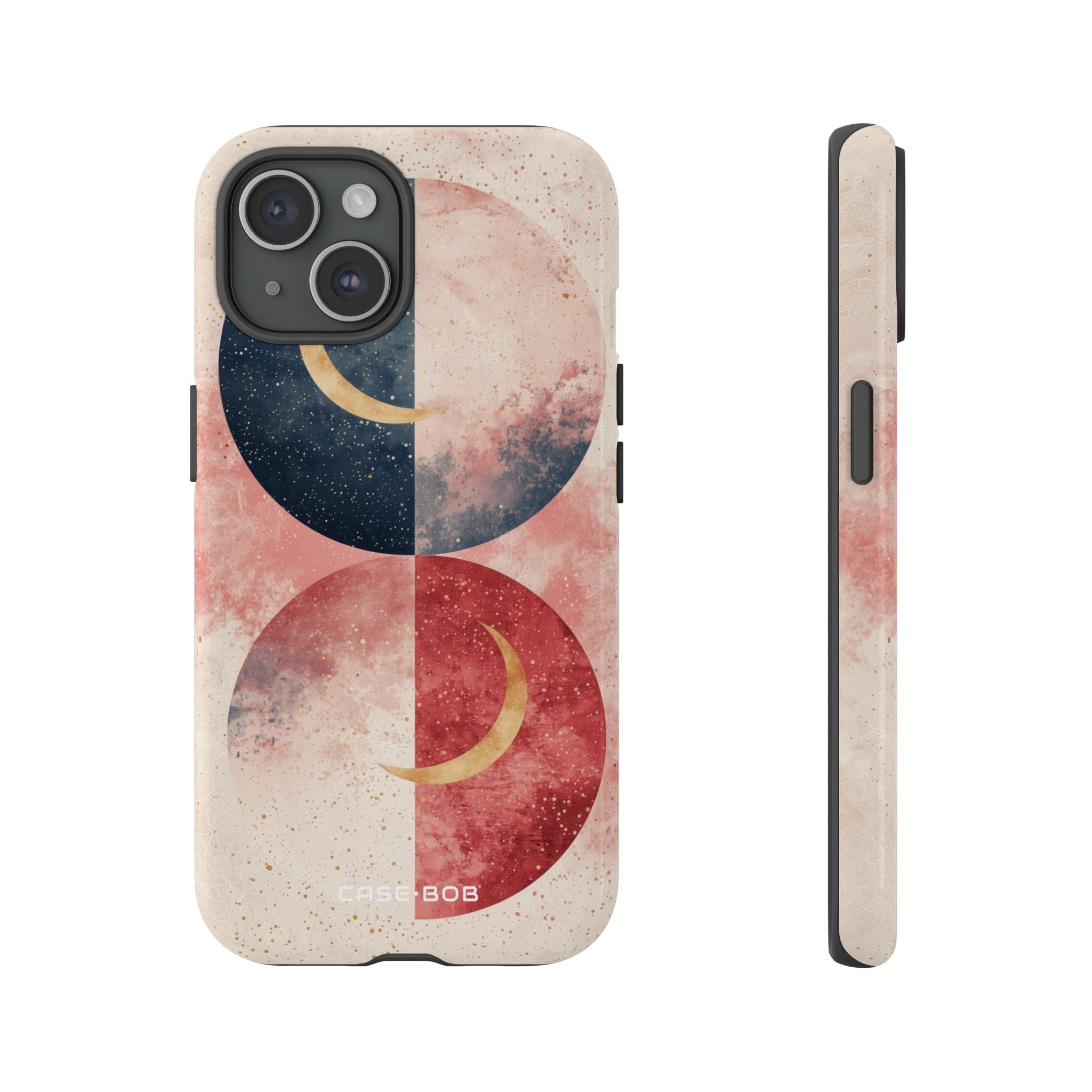 Golden Crescent Circles iPhone 15 Case - Tough