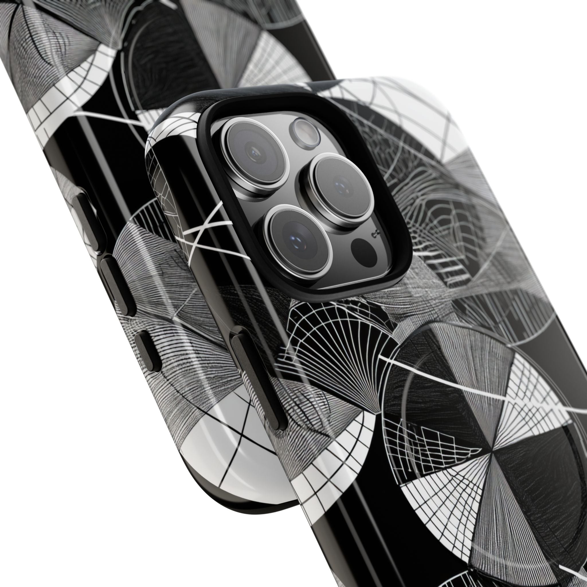 Monochrome Circle Maze iPhone 16 - Tough+