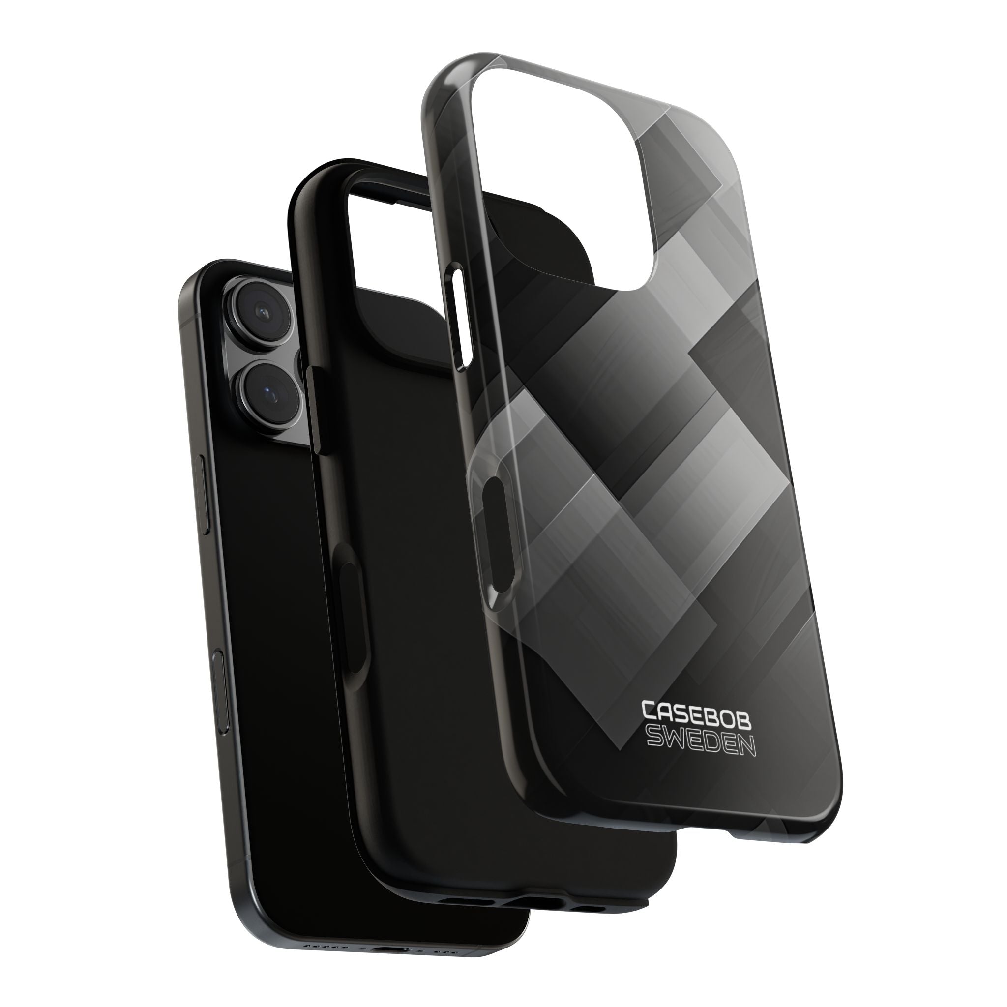 Grayscale Geometric Layers iPhone 16 - Tough