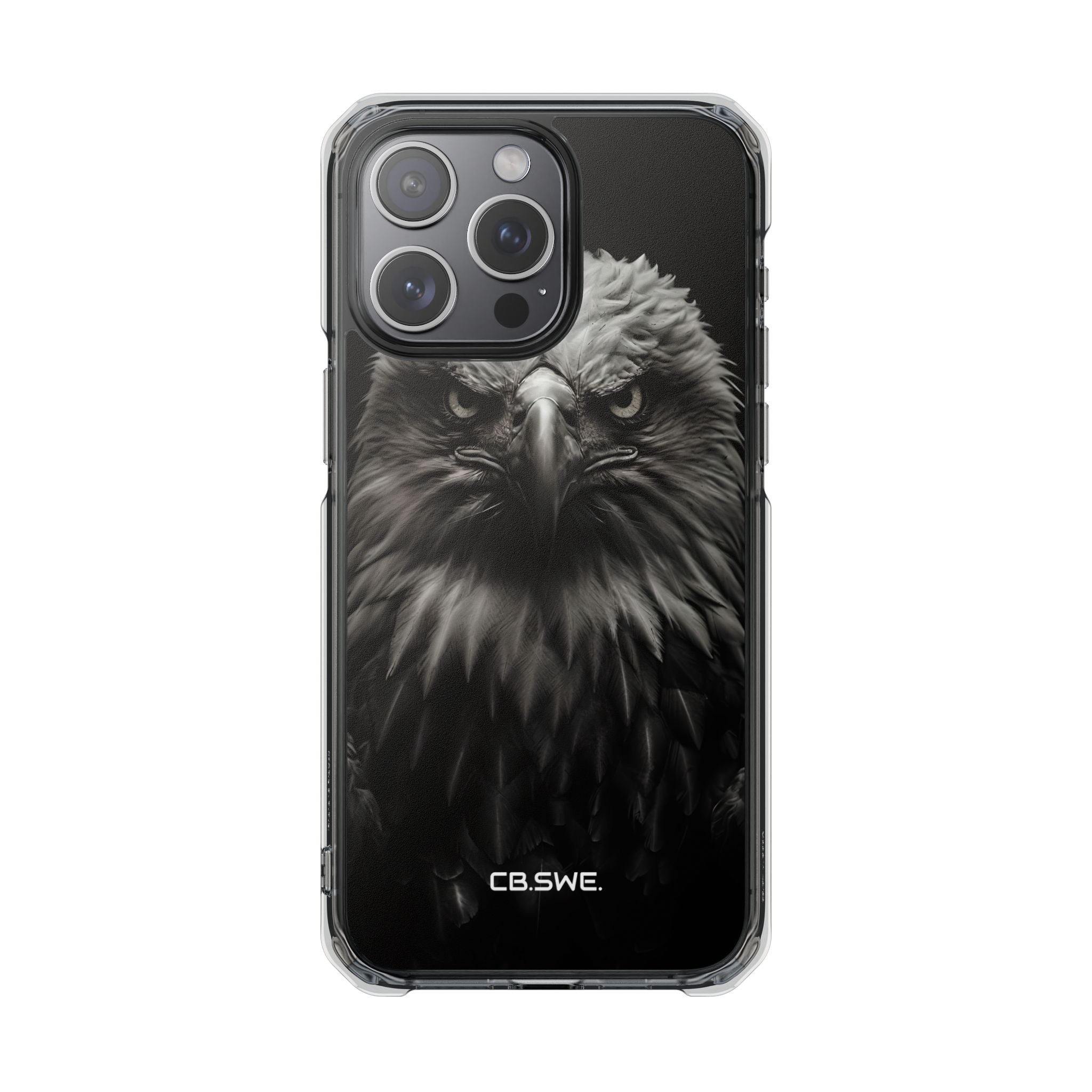Intense Black and White Close-Up Eagle Head Art iPhone 15 - Impact Clear+