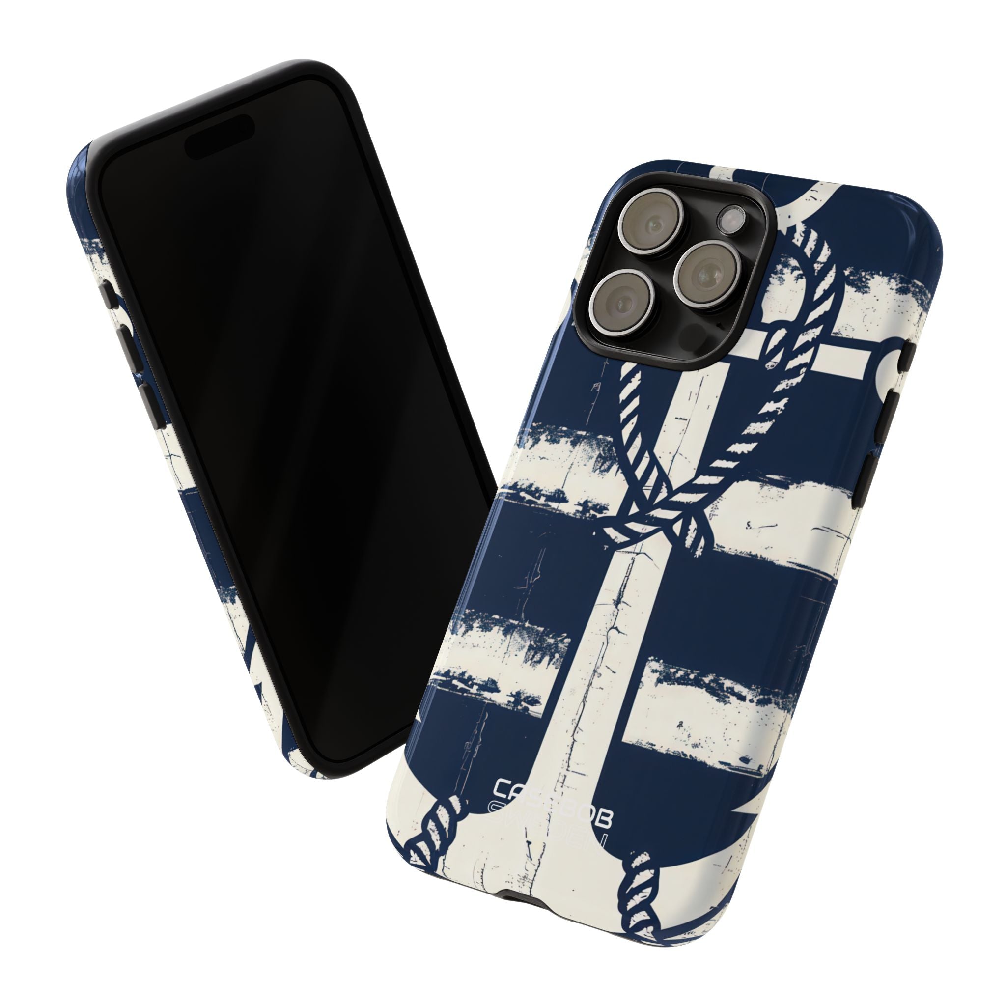 Strisce con ancora blu navy iPhone 15 - Tough