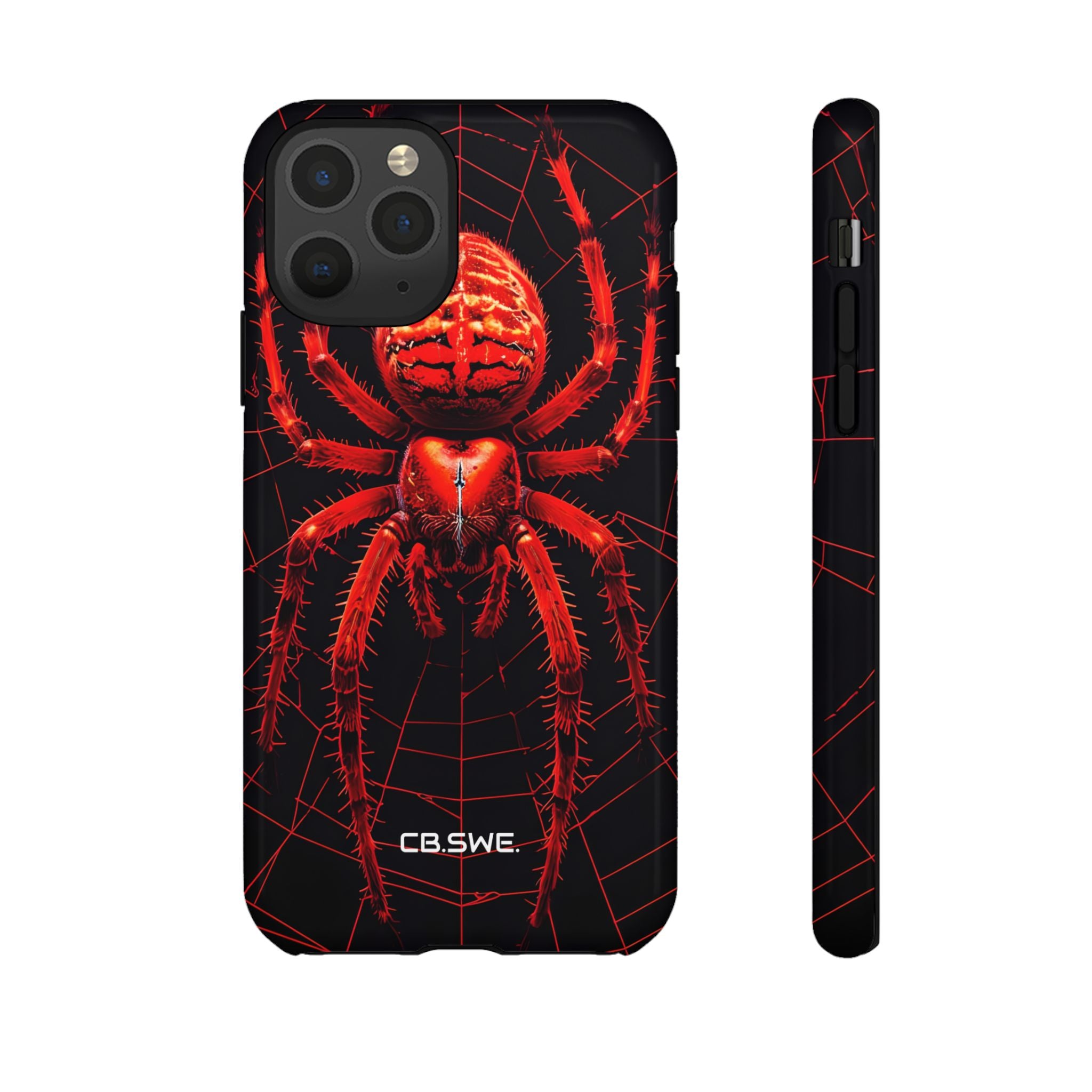 Vivid Neon Red Spider Intricate Web iPhone 11 - Tough