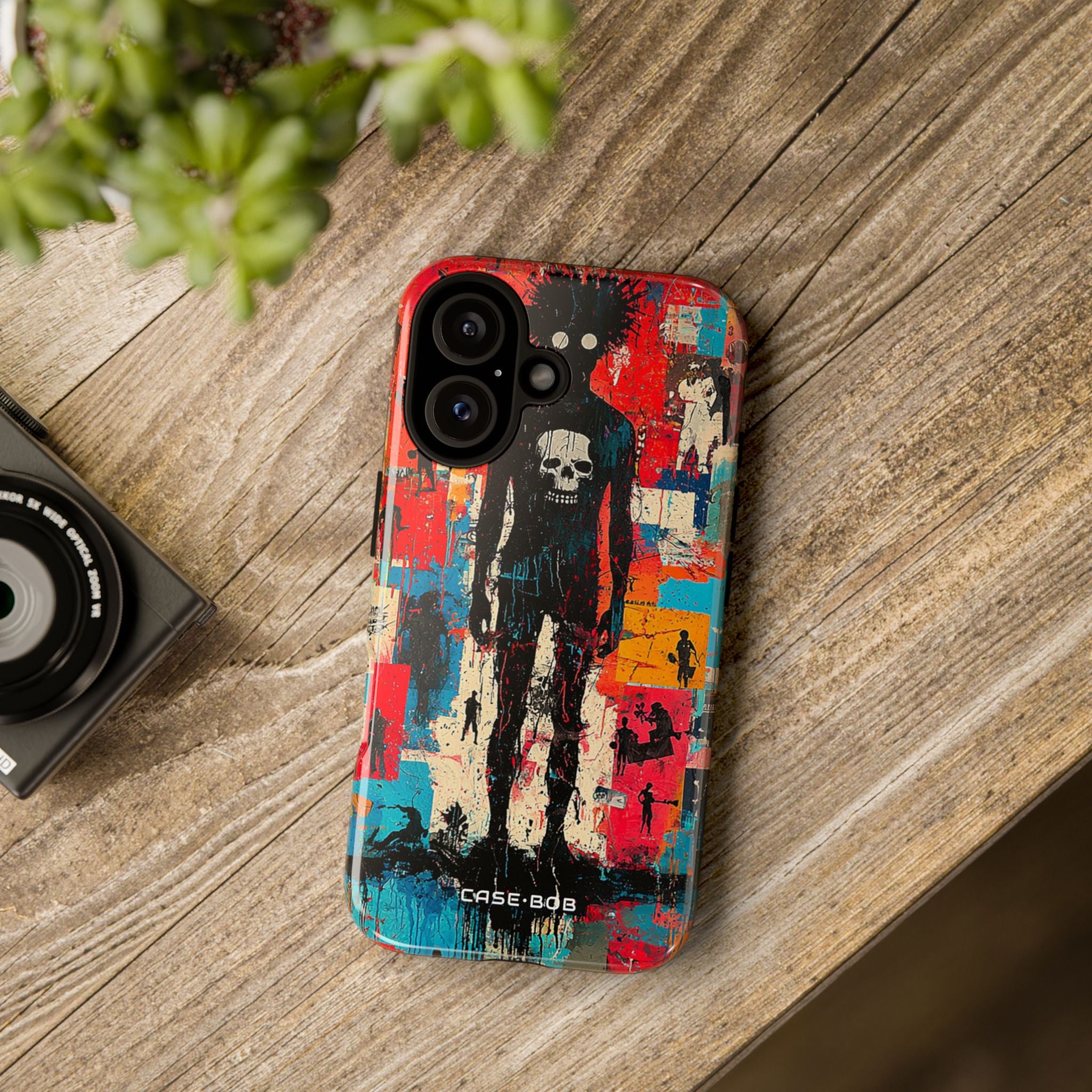 Spiky Skull Silhouette iPhone 16 Case - Tough