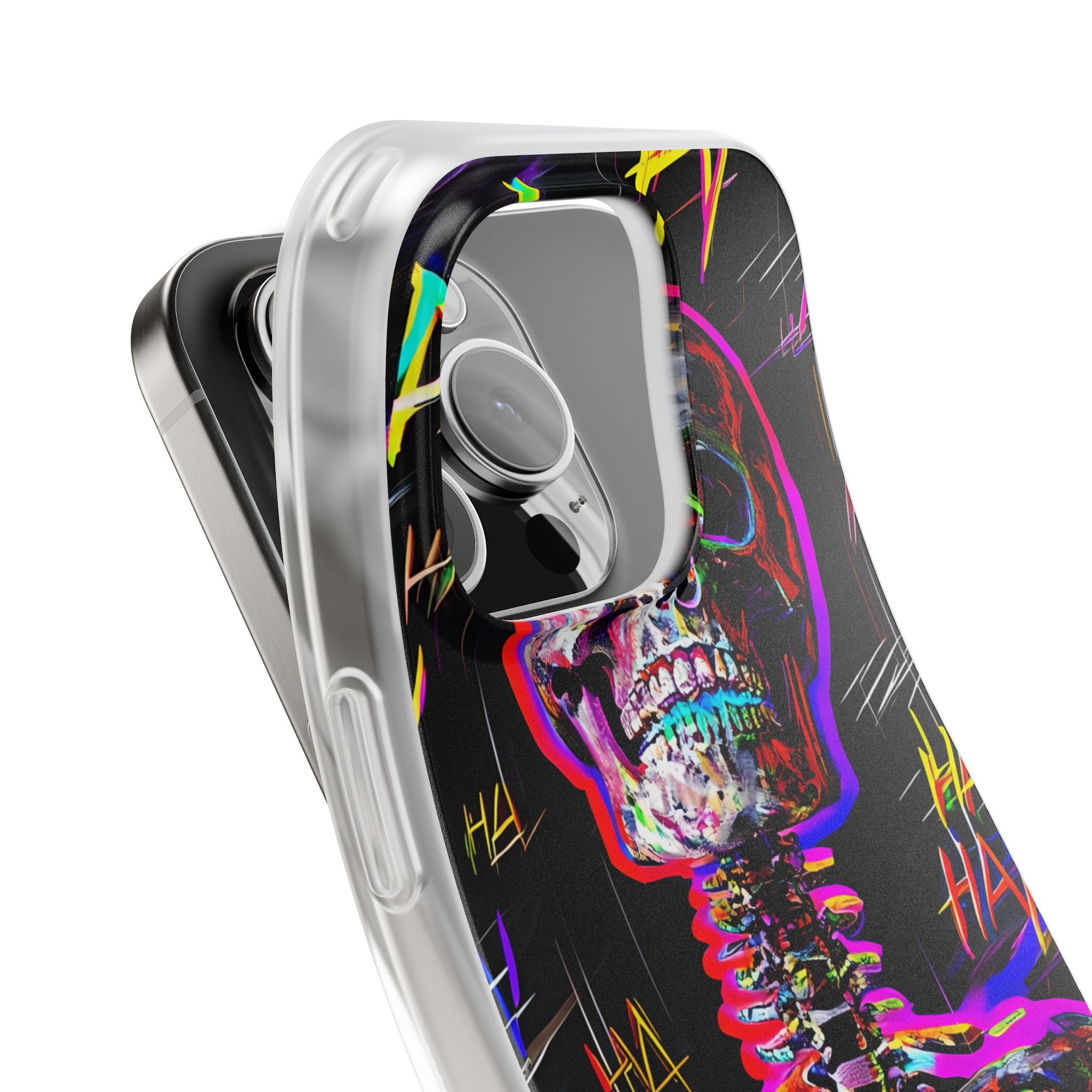 Neon Skeleton Laugh iPhone 16 Pro Case - Soft